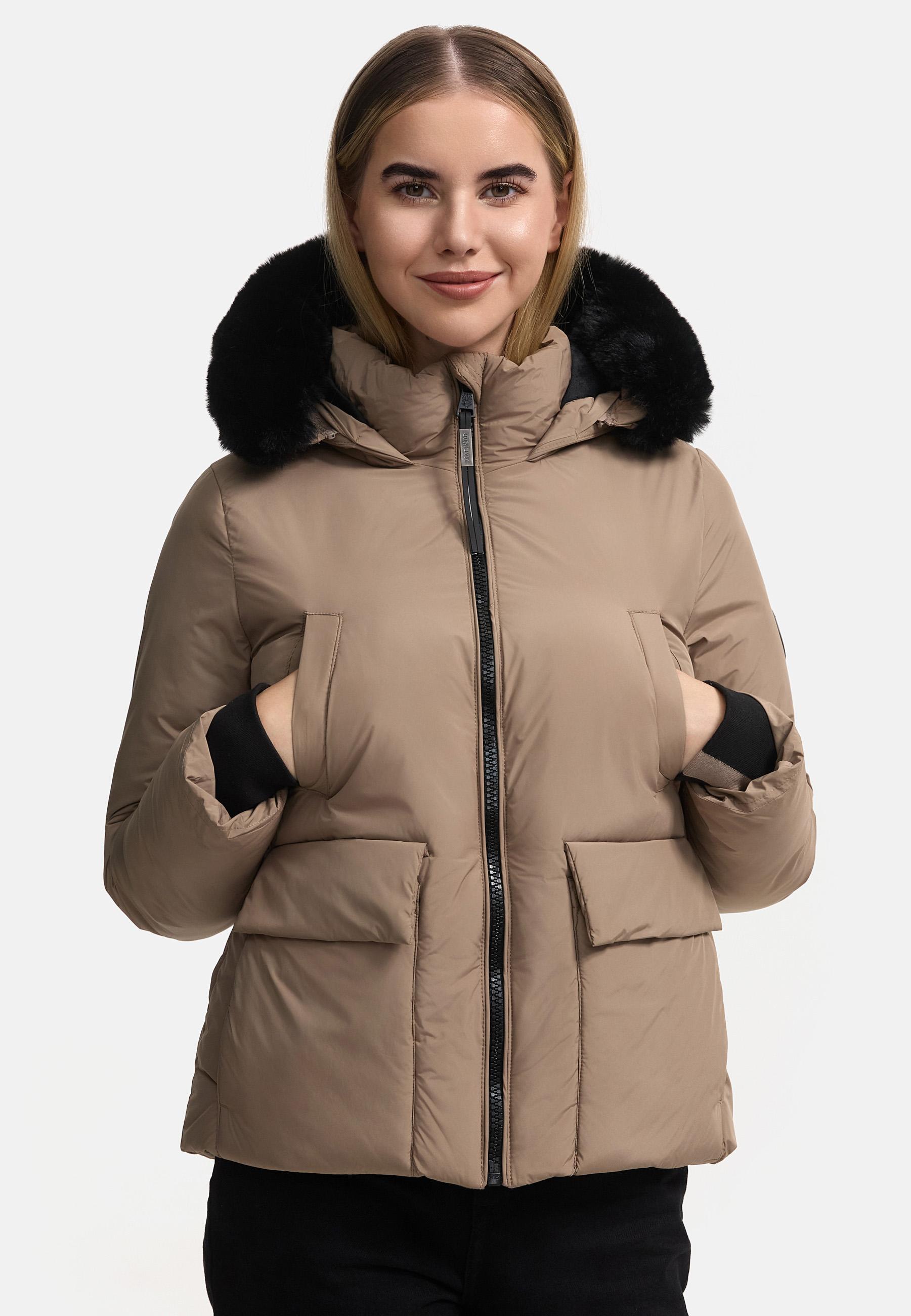 Wintejacke mit abnehmbarem Kunstfell "Morinaa XVI" Taupe Grey