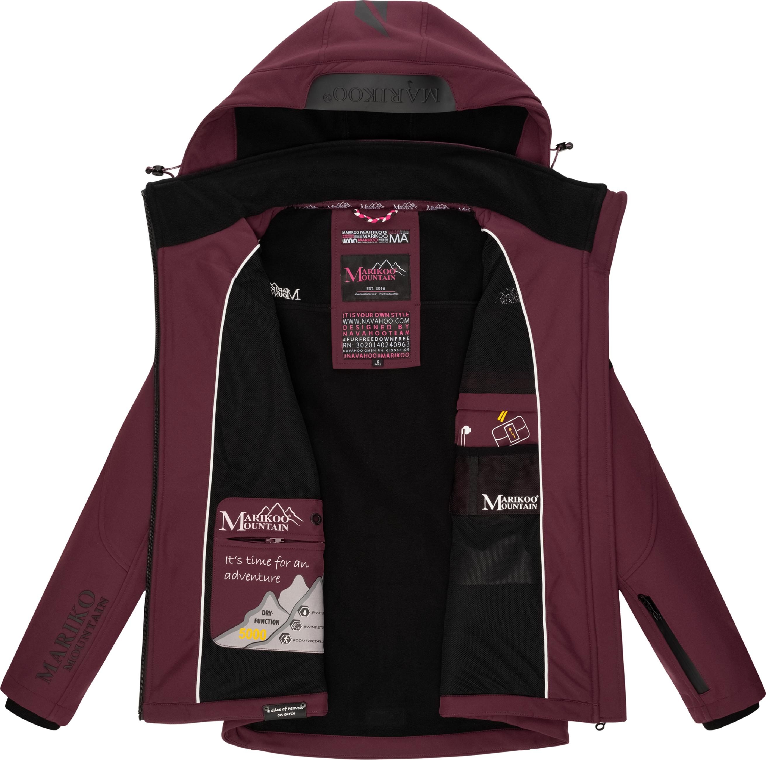 Übergang Softshell-Jacke mit Kapuze "Mount-Cho-Oyu" Wine