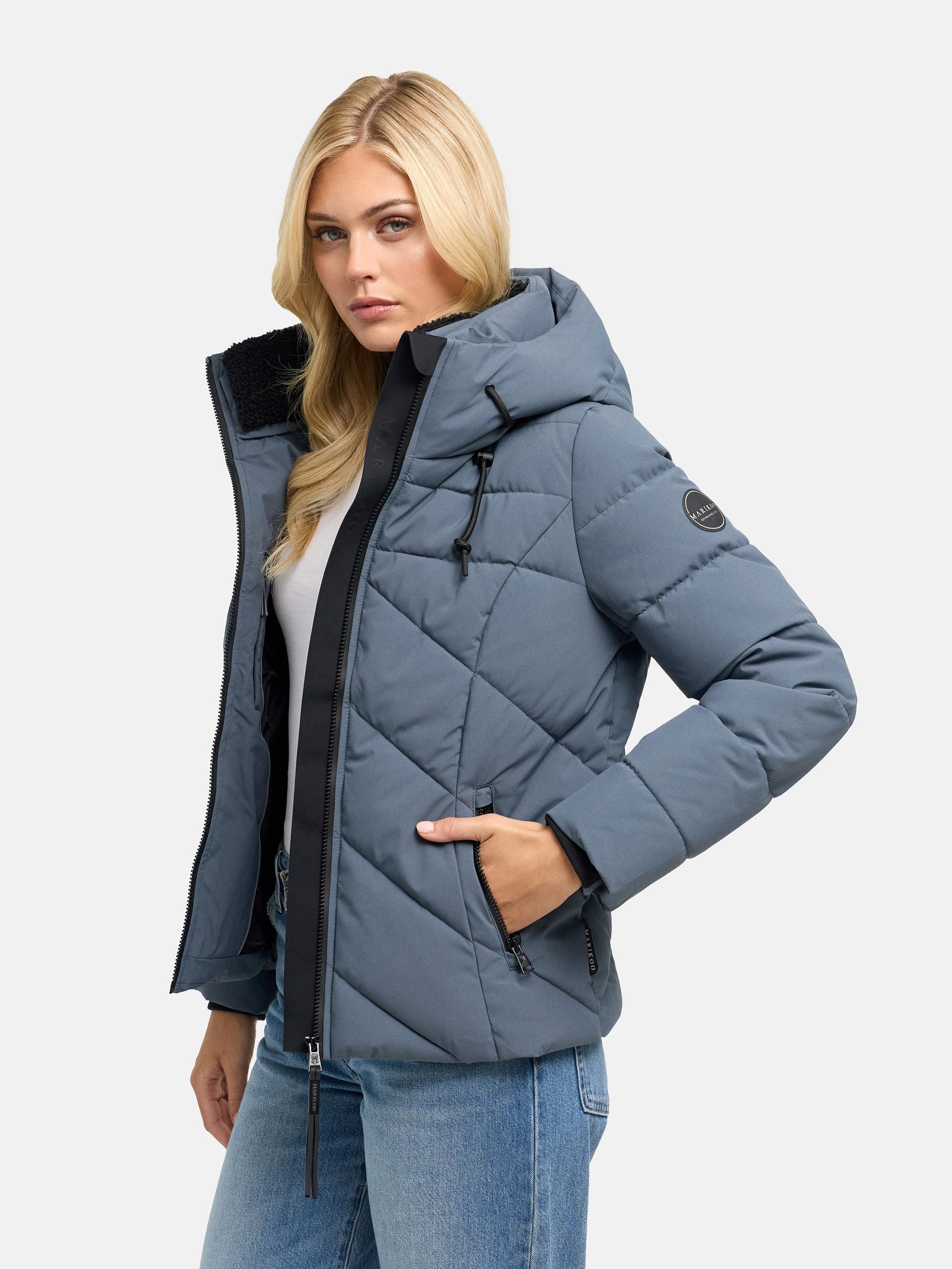 Warme Steppjacke mit abnehmbarem Kragen "Naanda XVI" Blue Grey