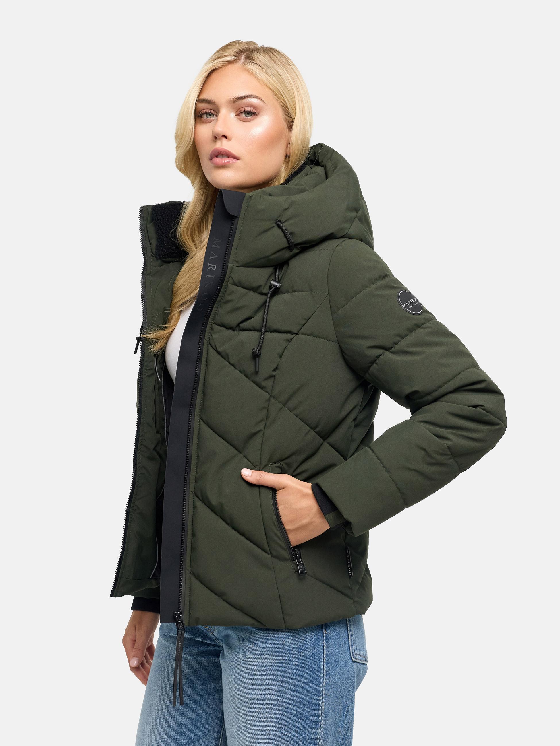 Warme Steppjacke mit abnehmbarem Kragen "Naanda XVI" Dark Olive