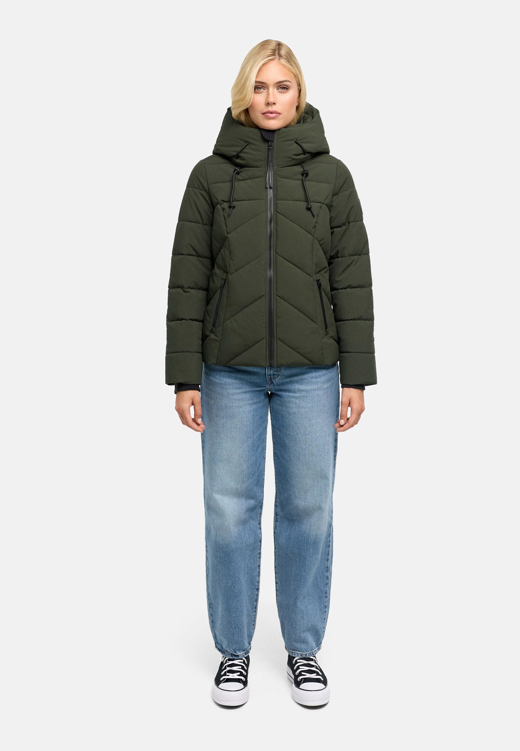 Warme Steppjacke mit abnehmbarem Kragen "Naanda XVI" Dark Olive