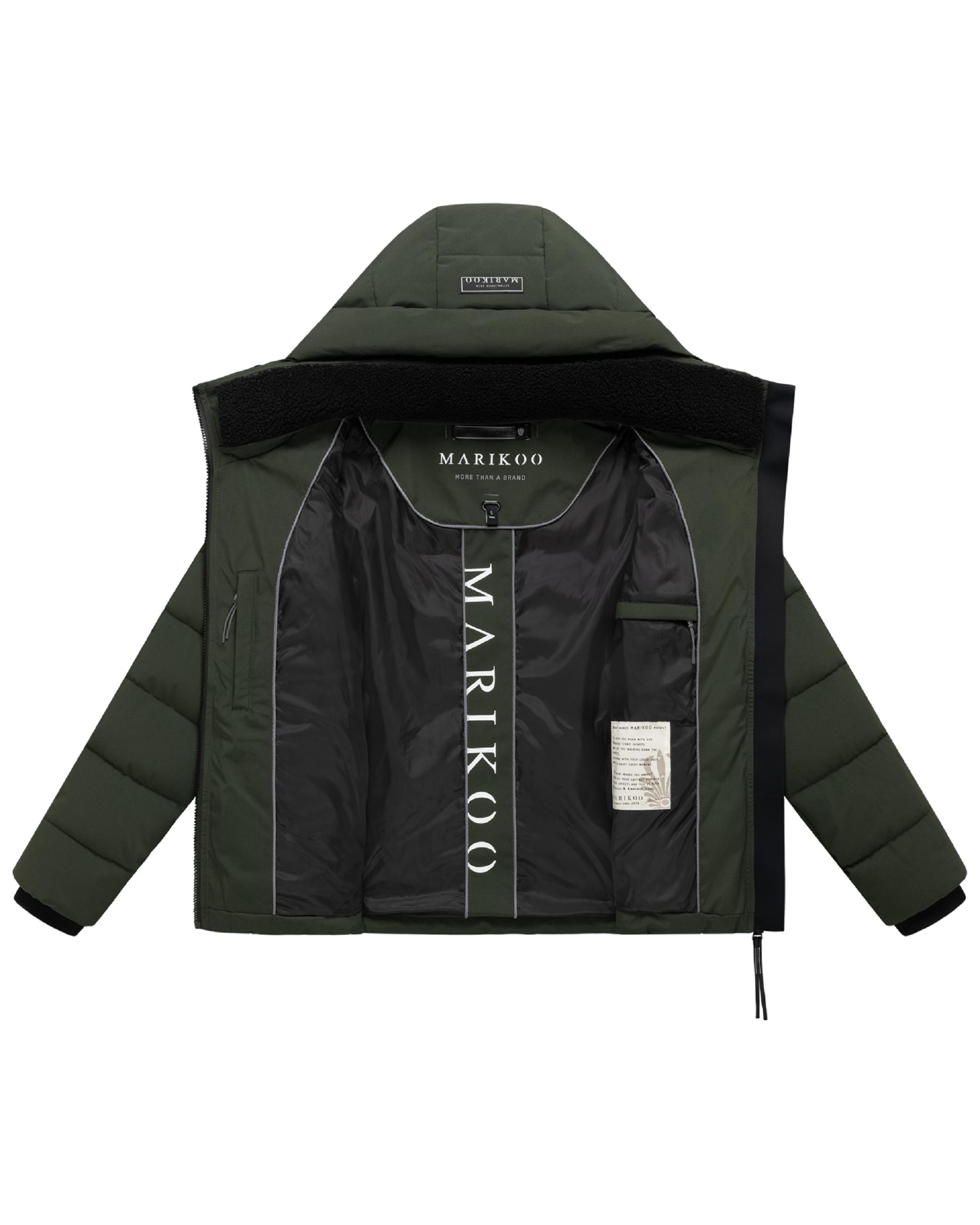 Warme Steppjacke mit abnehmbarem Kragen "Naanda XVI" Dark Olive