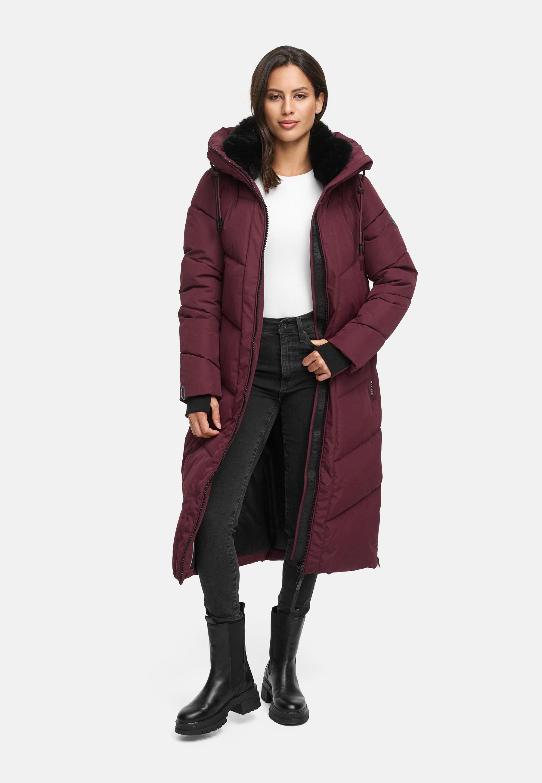 Wintermantel Steppmantel mit Kapuze "Nadaree XVI" Wine