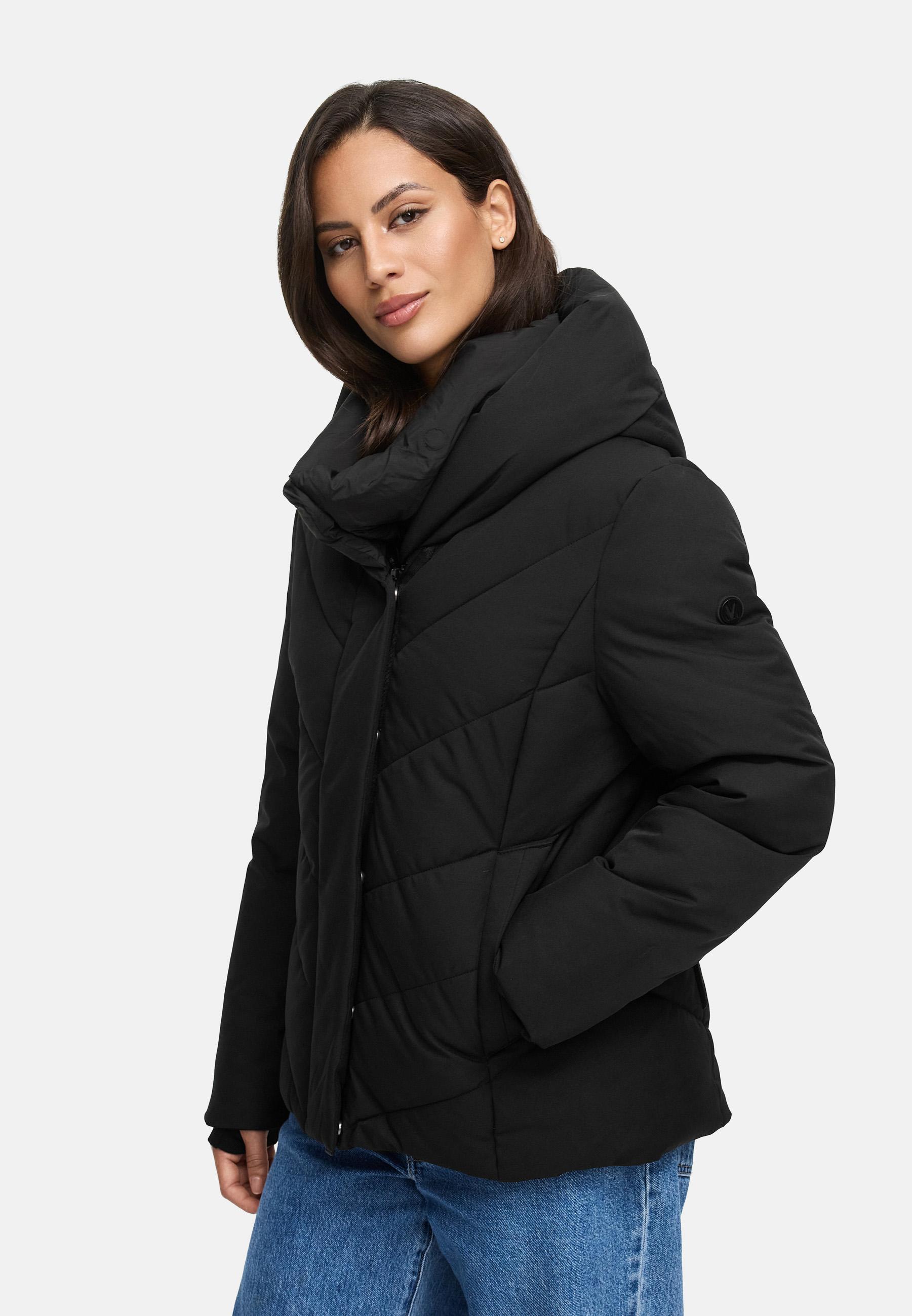 Warme Steppjacke mit abnehmbarem Kragen-Einsatz "Nadiraa 16" Black