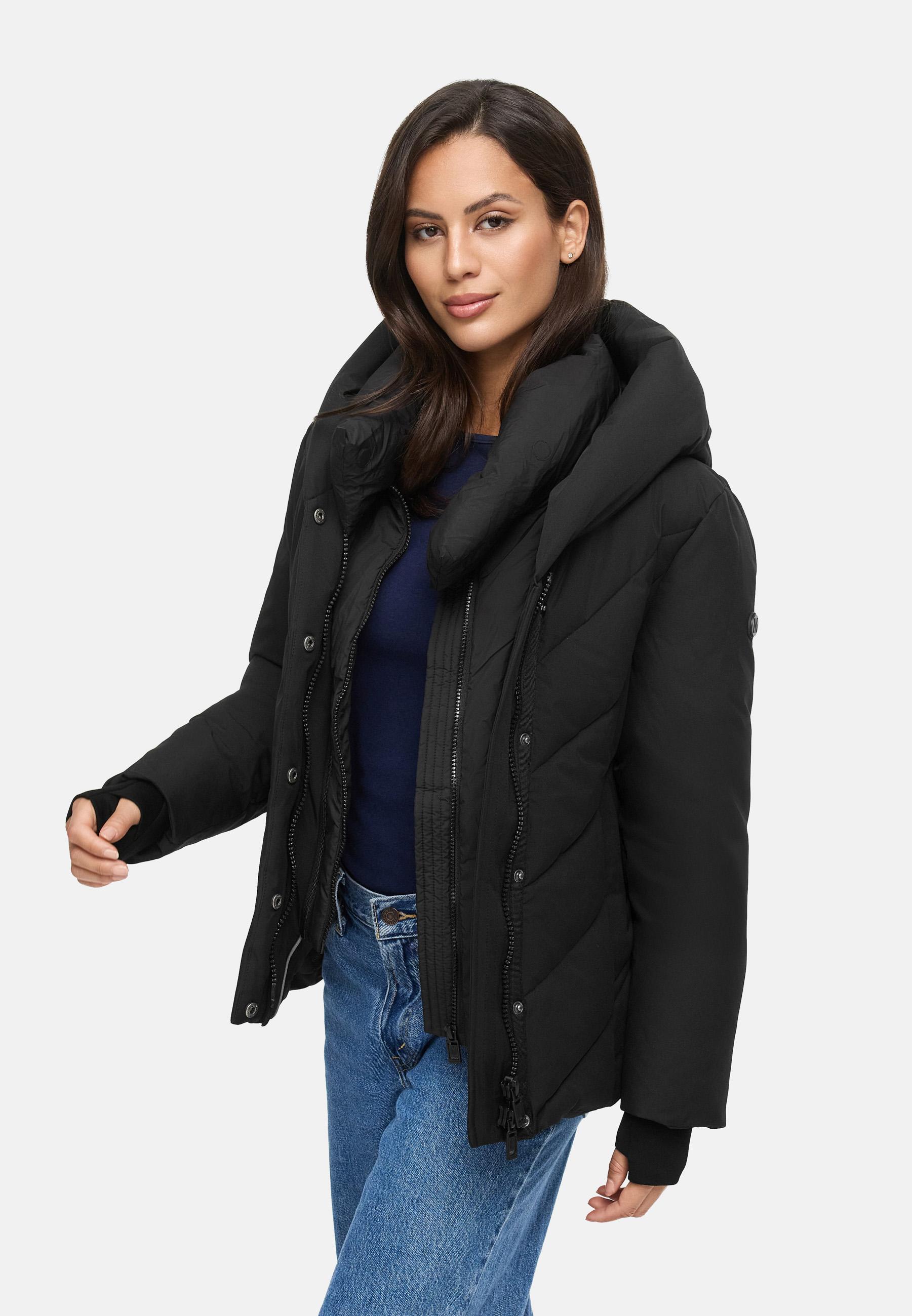 Warme Steppjacke mit abnehmbarem Kragen-Einsatz "Nadiraa 16" Black