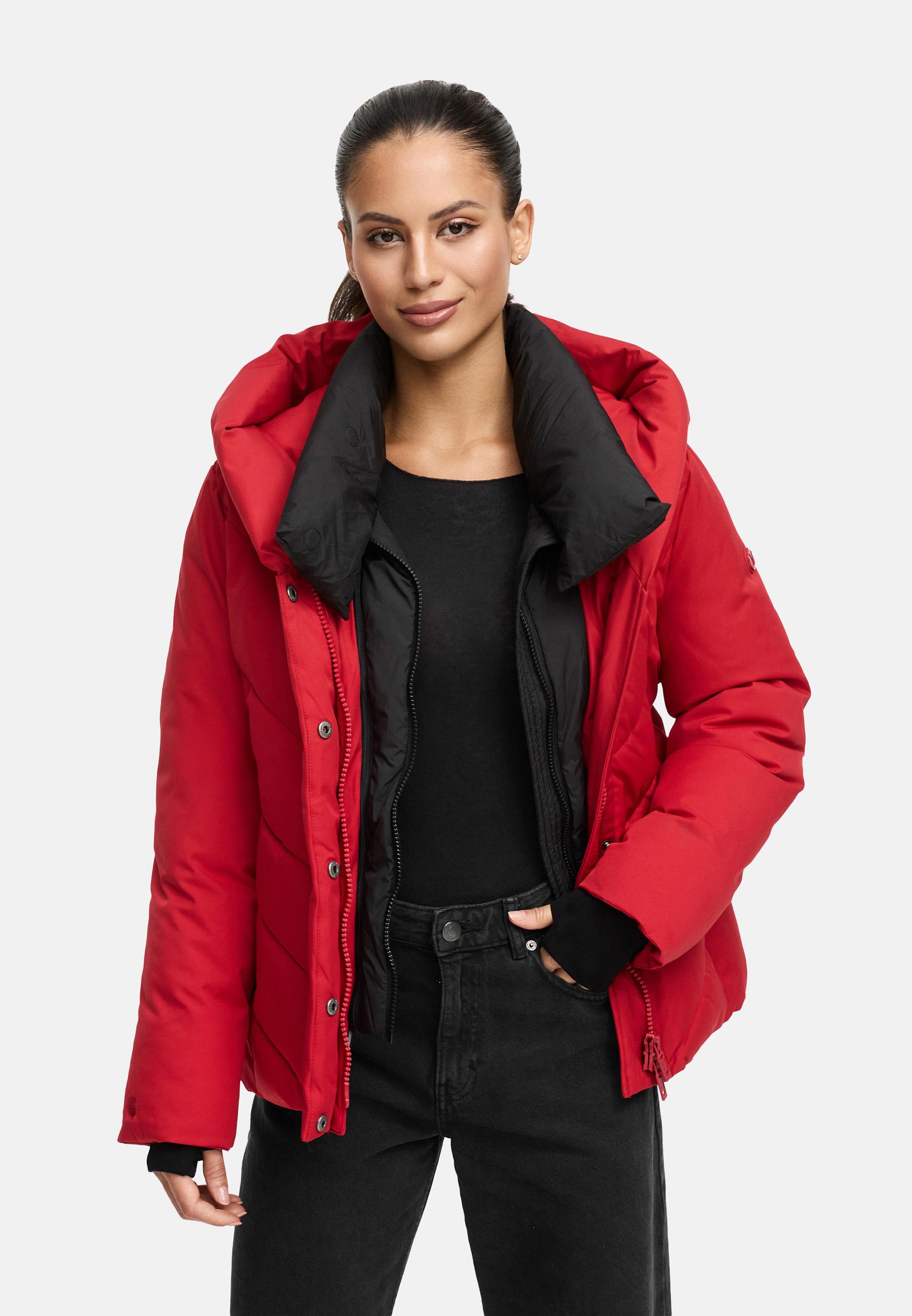 Warme Steppjacke mit abnehmbarem Kragen-Einsatz "Nadiraa 16" Deep Red