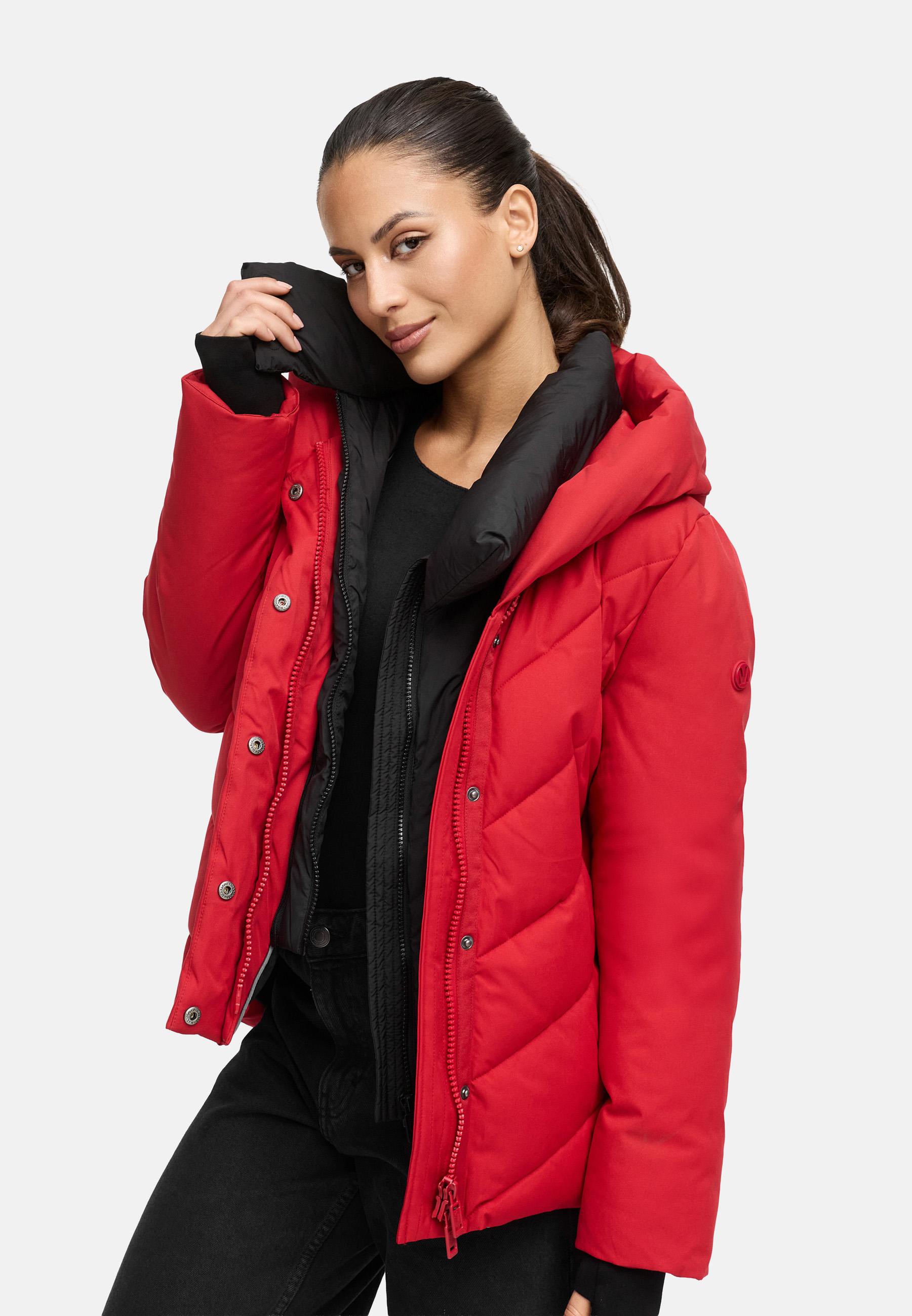 Warme Steppjacke mit abnehmbarem Kragen-Einsatz "Nadiraa 16" Deep Red