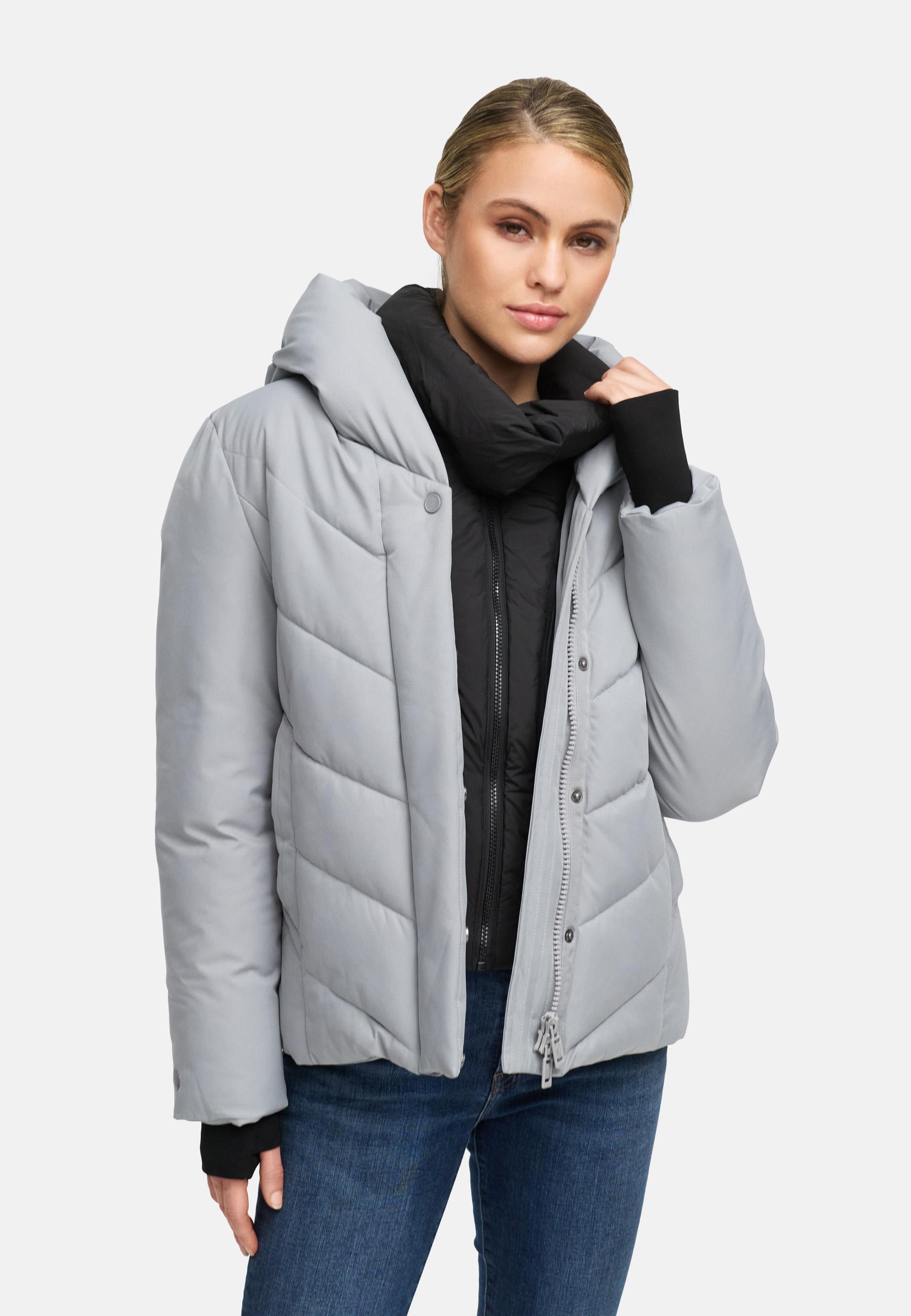 Warme Steppjacke mit abnehmbarem Kragen-Einsatz "Nadiraa 16" Grey
