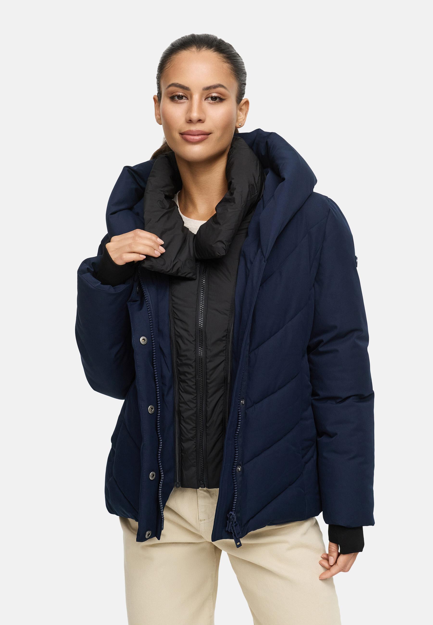 Warme Steppjacke mit abnehmbarem Kragen-Einsatz "Nadiraa 16" Navy