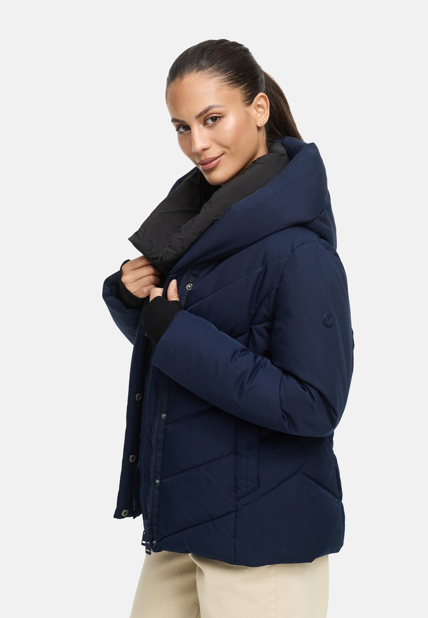 Warme Steppjacke mit abnehmbarem Kragen-Einsatz "Nadiraa 16" Navy