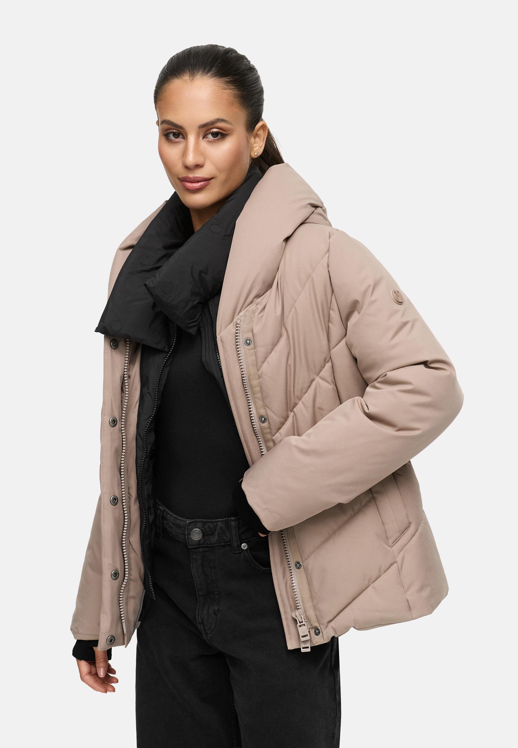 Warme Steppjacke mit abnehmbarem Kragen-Einsatz "Nadiraa 16" Taupe Grey