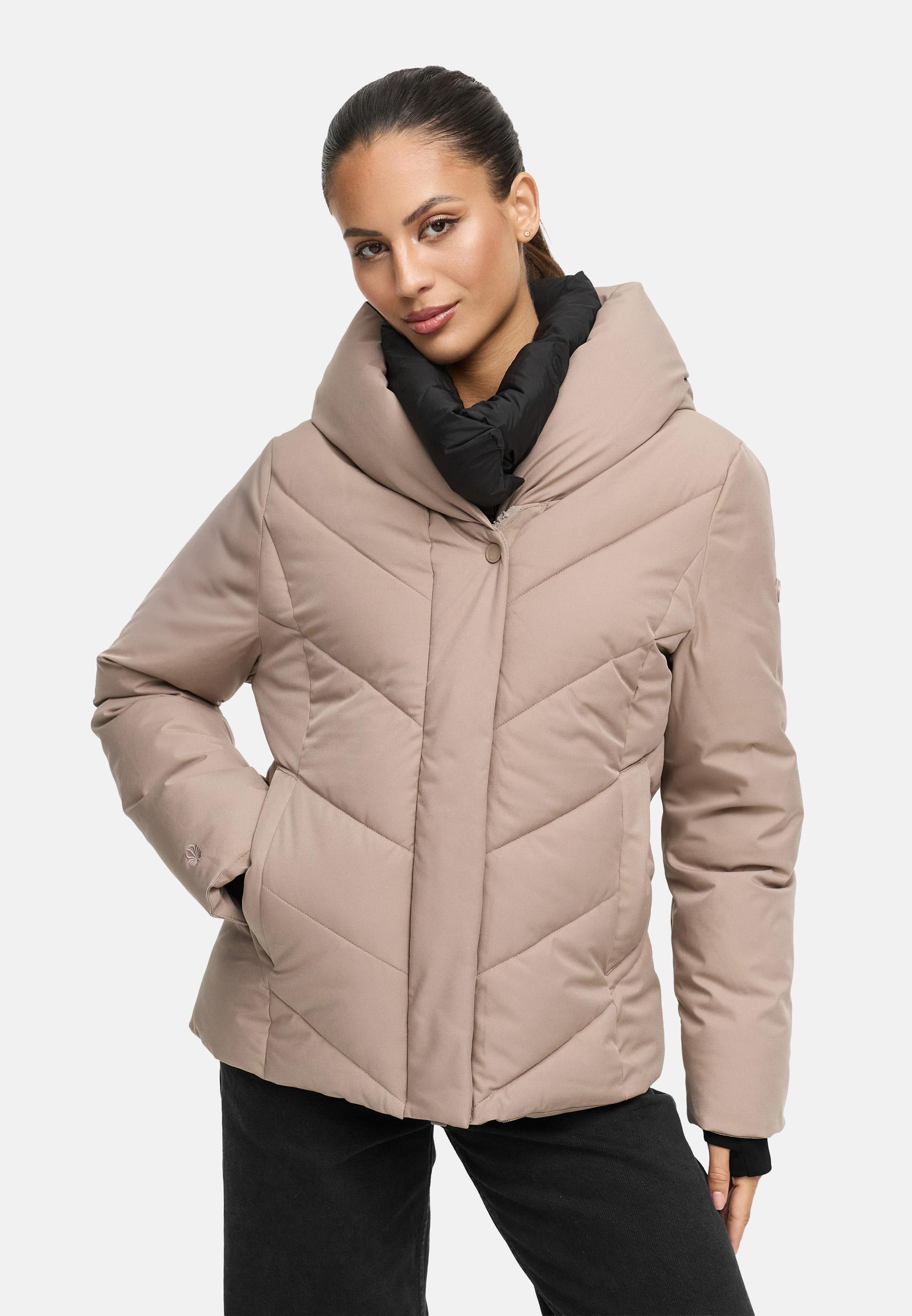 Warme Steppjacke mit abnehmbarem Kragen-Einsatz "Nadiraa 16" Taupe Grey