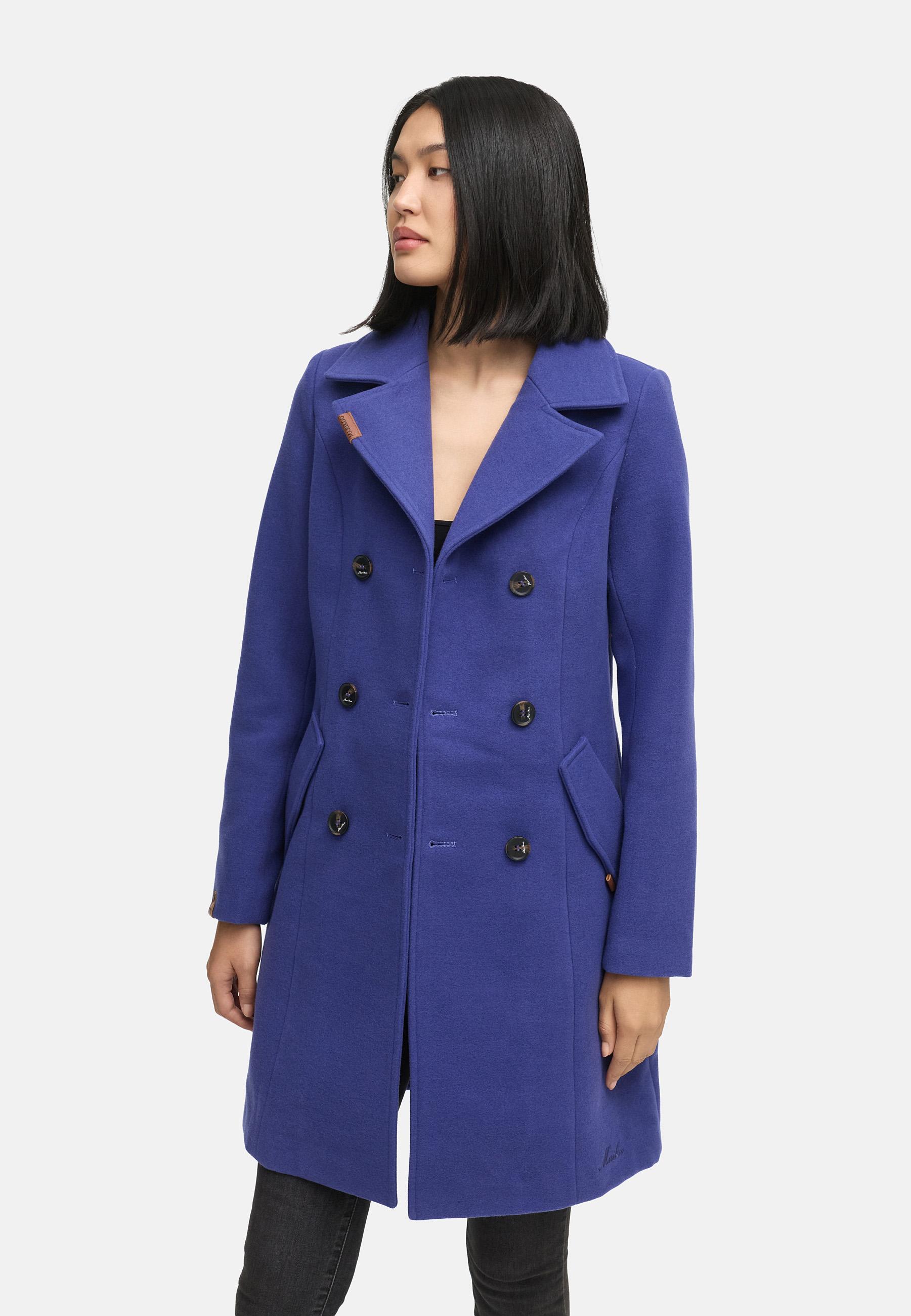 Eleganter Wollmantel mit Reverskragen "Nanakoo" Blue Violet