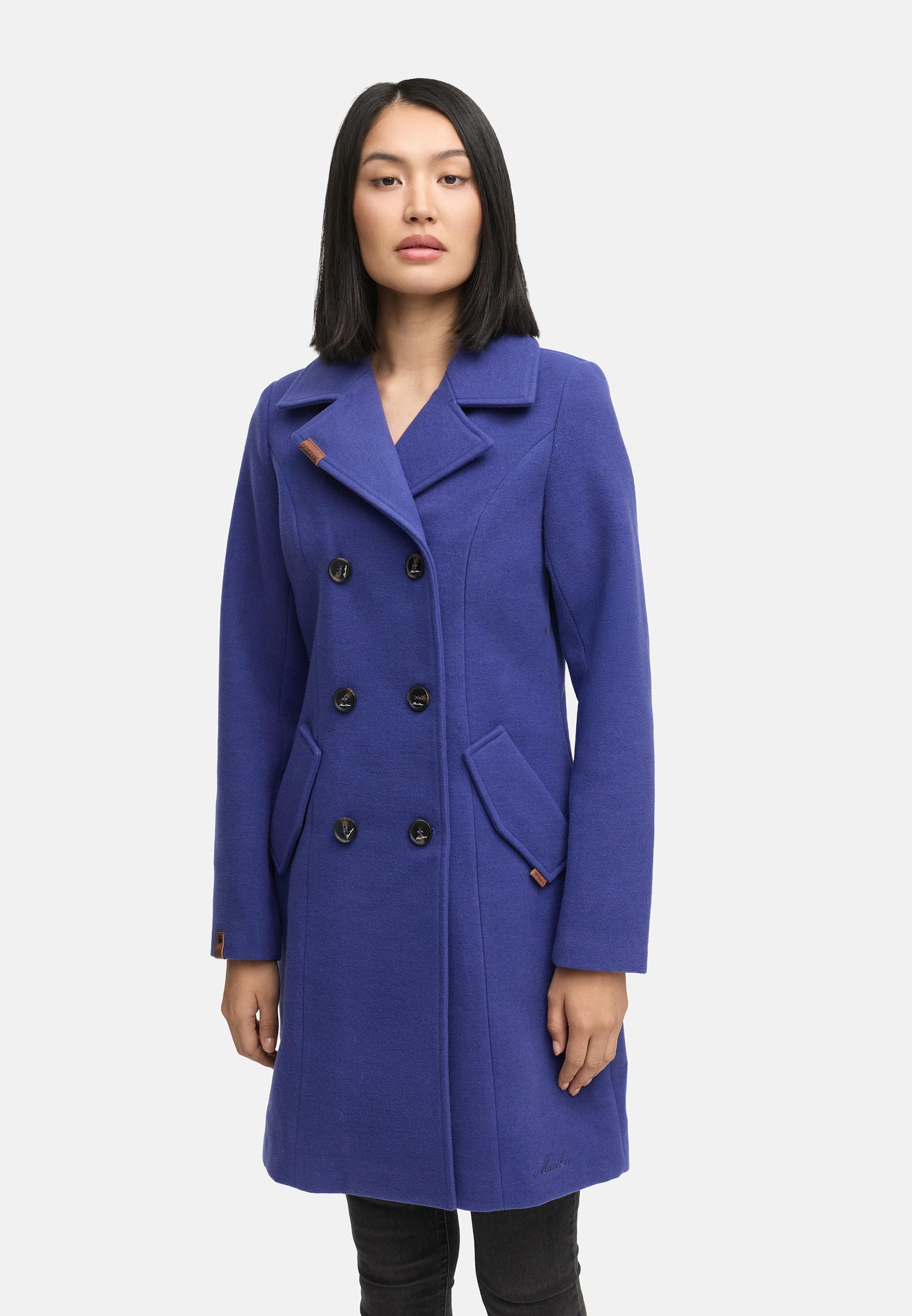 Eleganter Wollmantel mit Reverskragen "Nanakoo" Blue Violet
