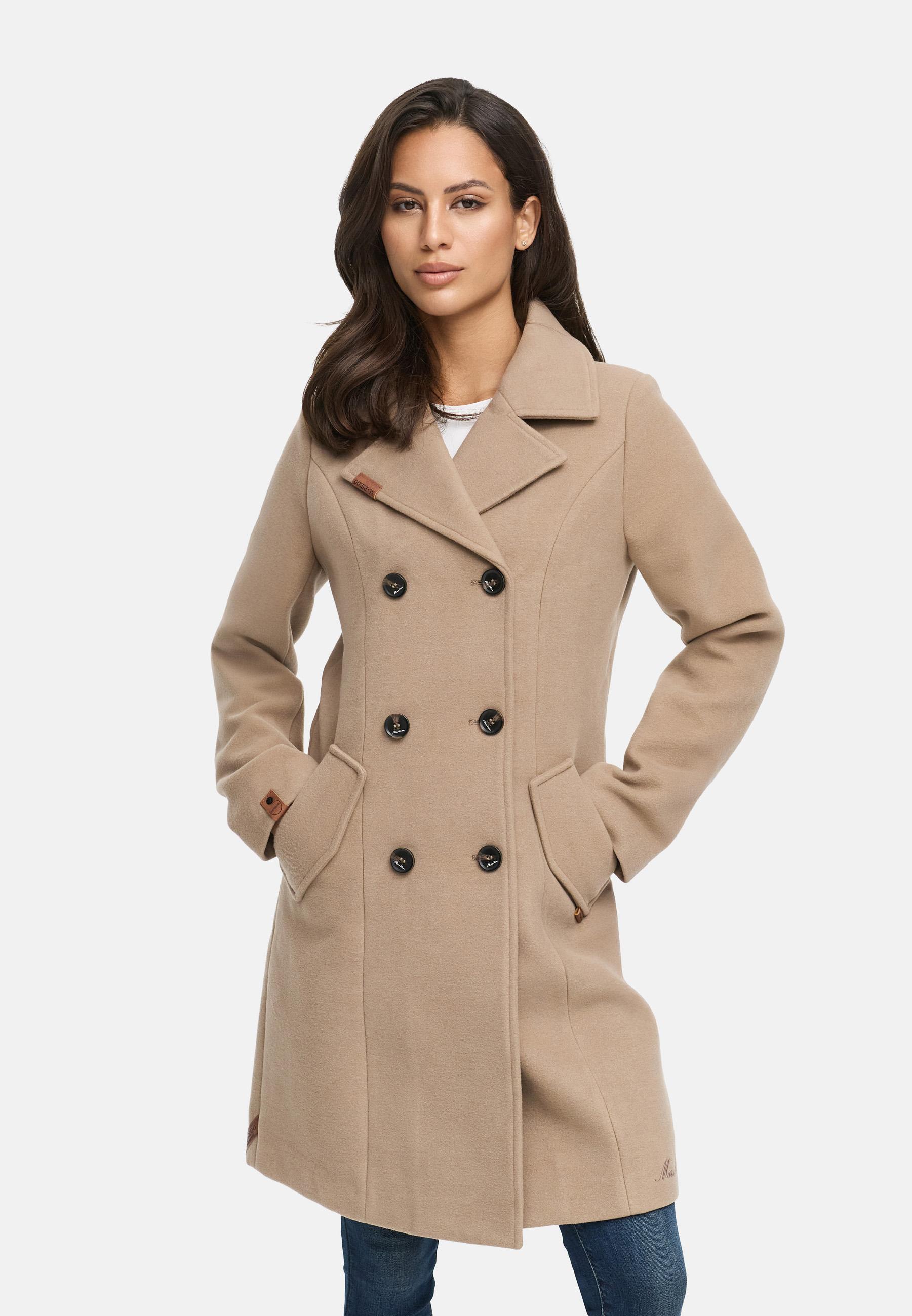 Eleganter Wollmantel mit Reverskragen "Nanakoo" Taupe Grey