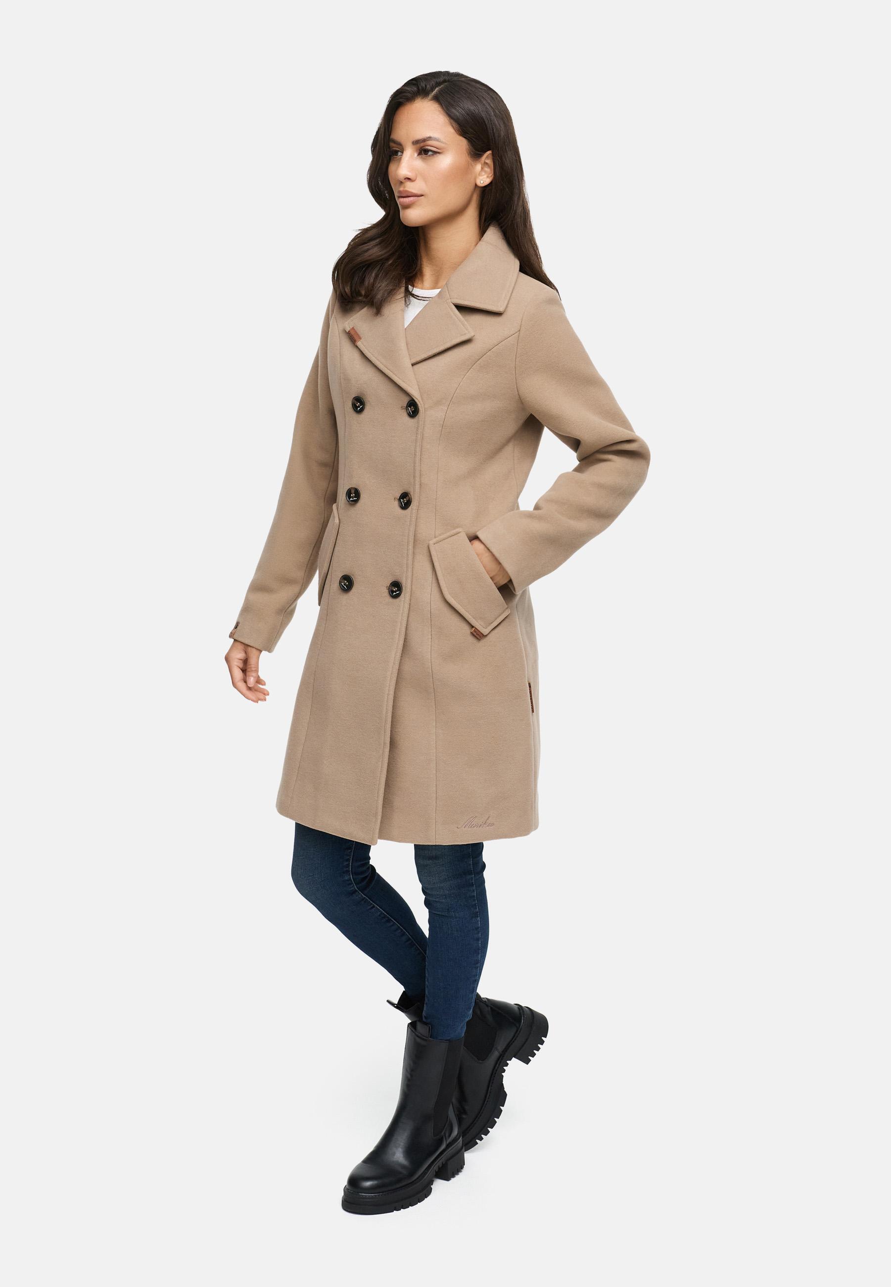 Eleganter Wollmantel mit Reverskragen "Nanakoo" Taupe Grey