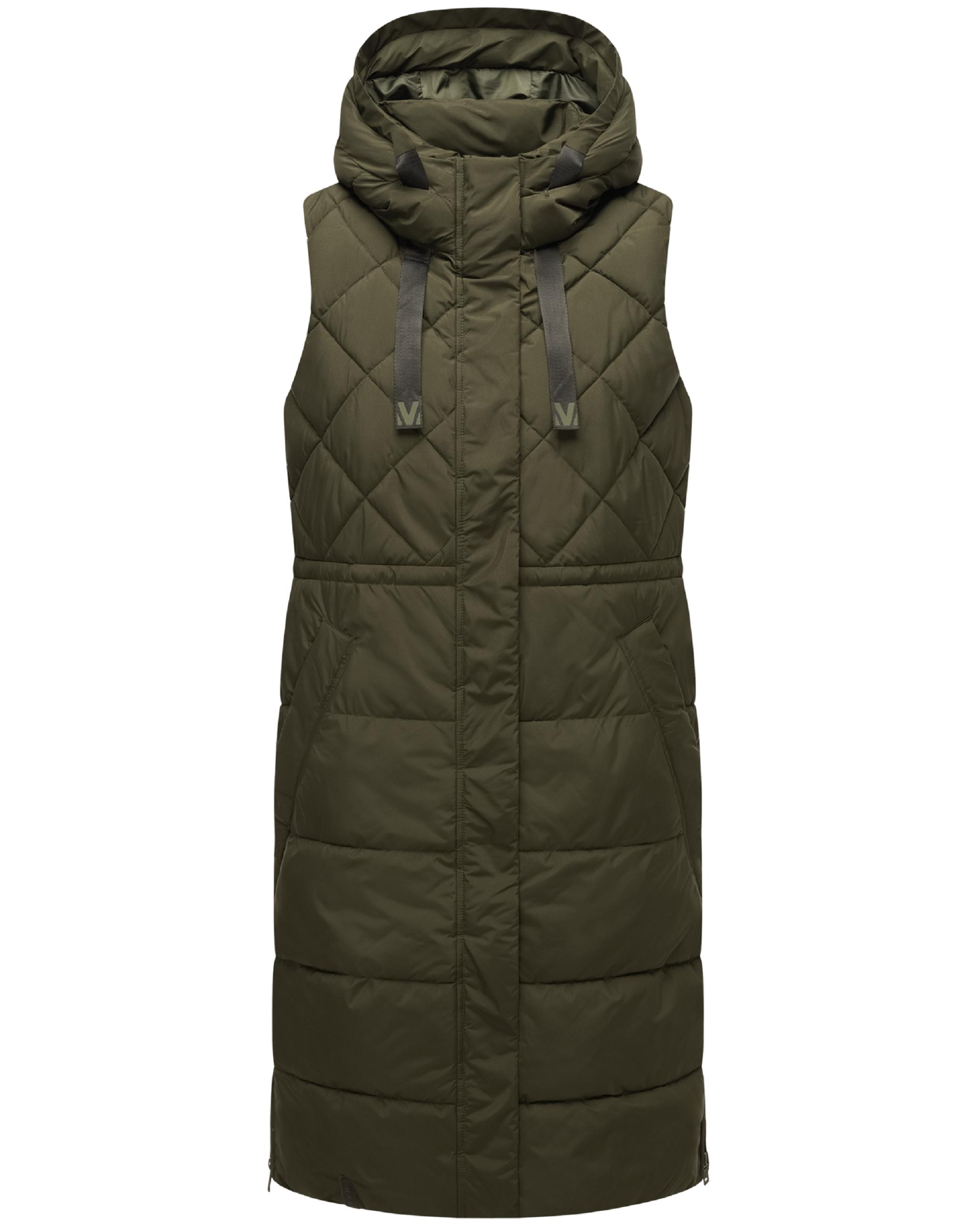 Lange gesteppte Outdoorweste "Narikaa 16" Dark Olive