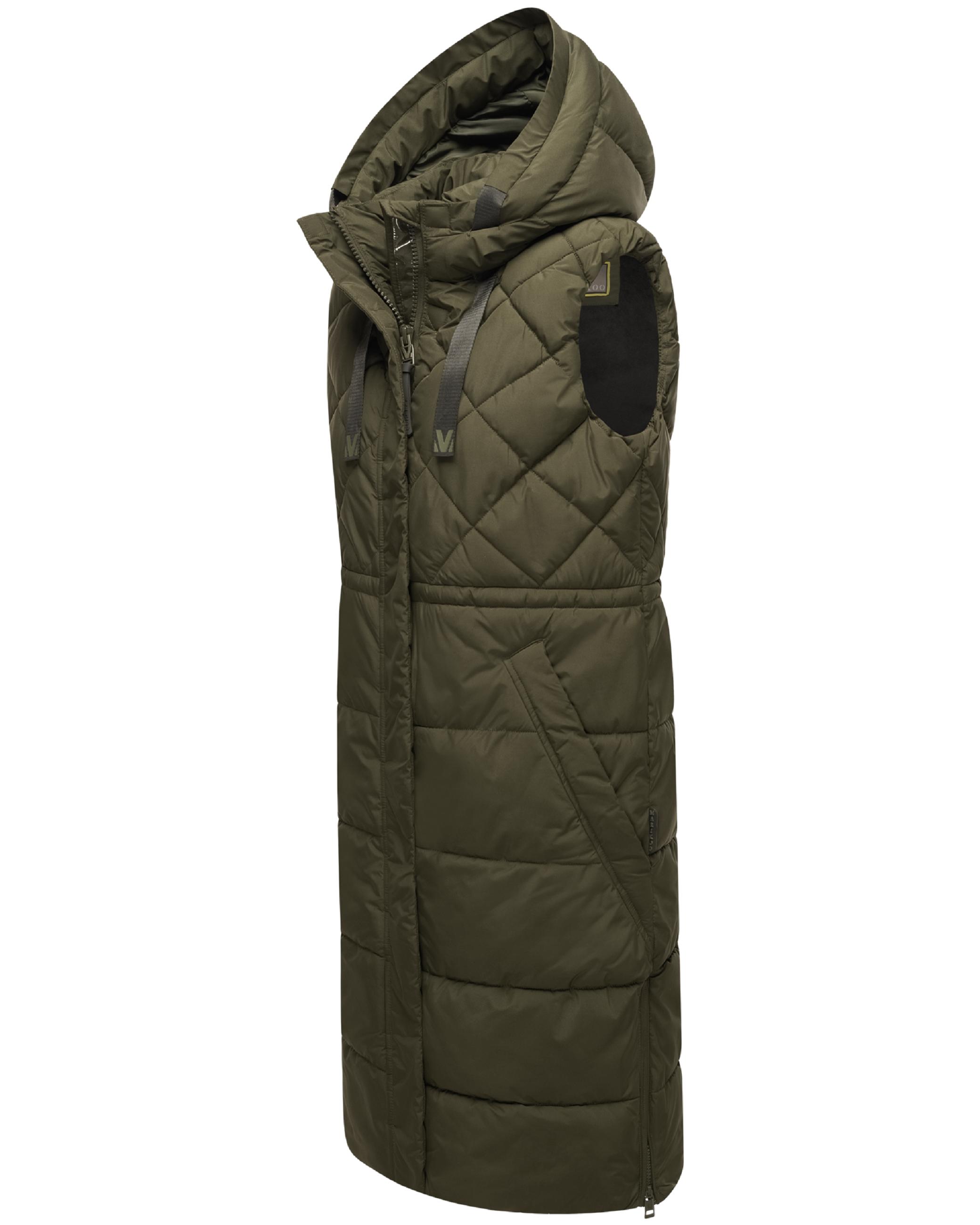 Lange gesteppte Outdoorweste "Narikaa 16" Dark Olive