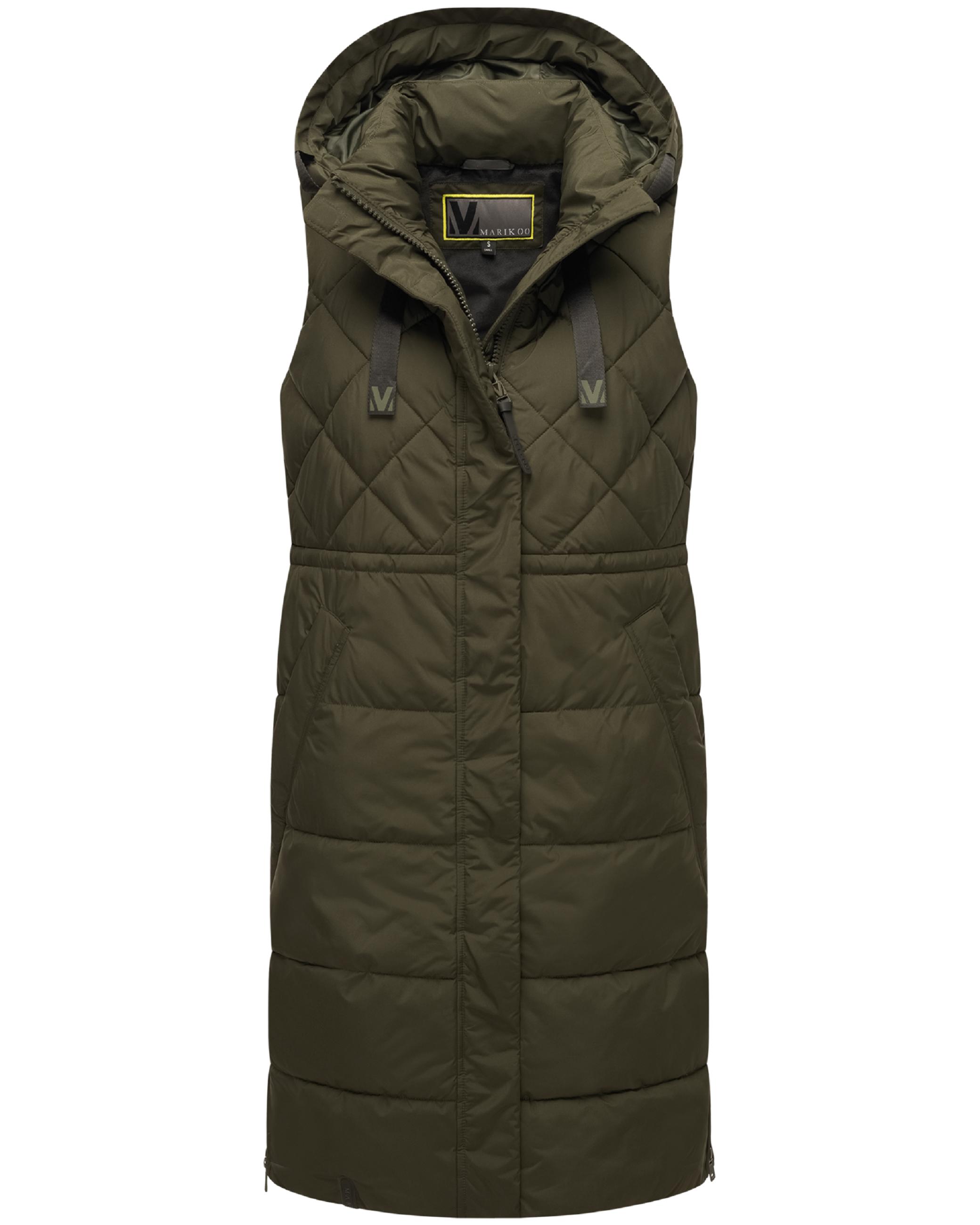 Lange gesteppte Outdoorweste "Narikaa 16" Dark Olive