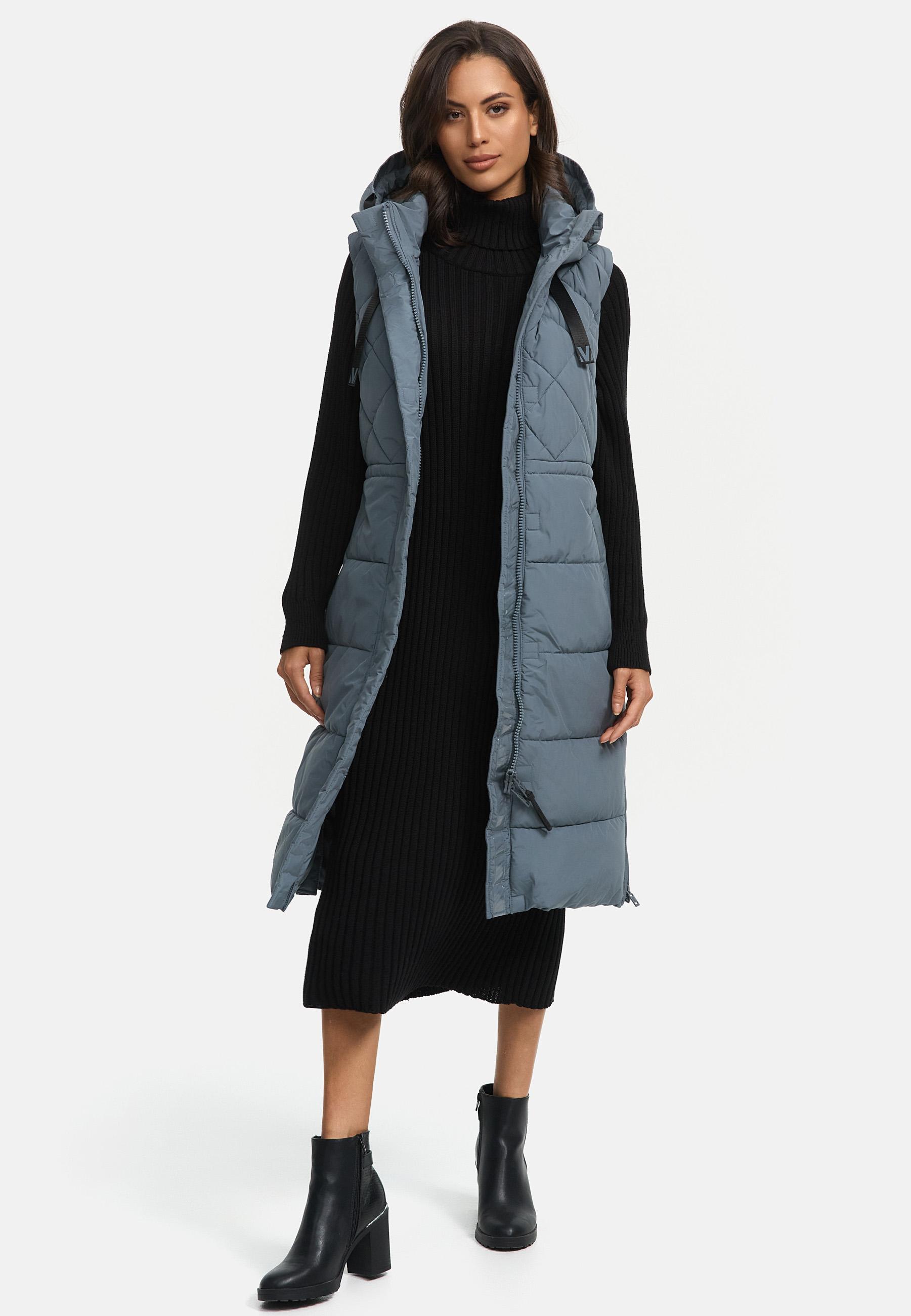 Lange gesteppte Outdoorweste "Narikaa 16" Stormy Blue