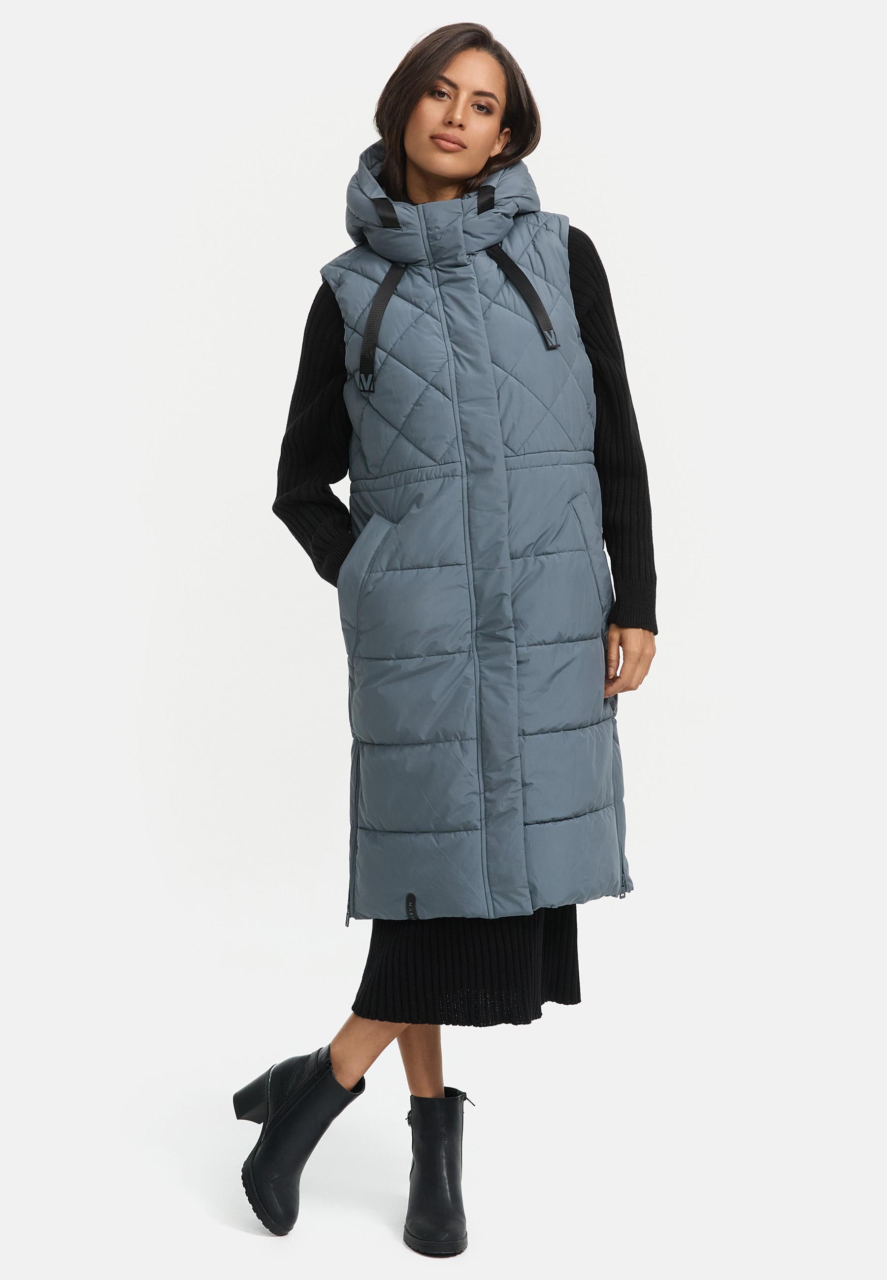 Lange gesteppte Outdoorweste "Narikaa 16" Stormy Blue