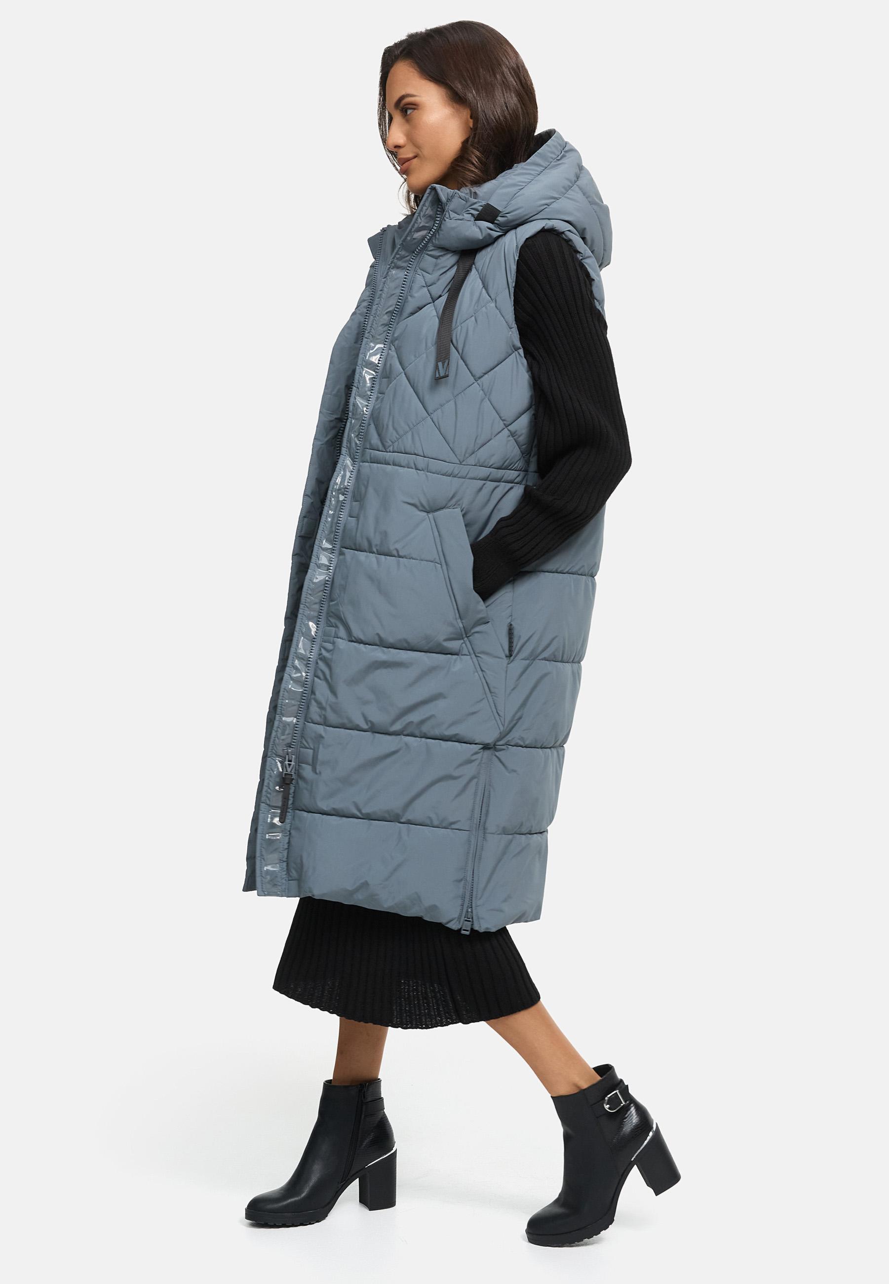 Lange gesteppte Outdoorweste "Narikaa 16" Stormy Blue