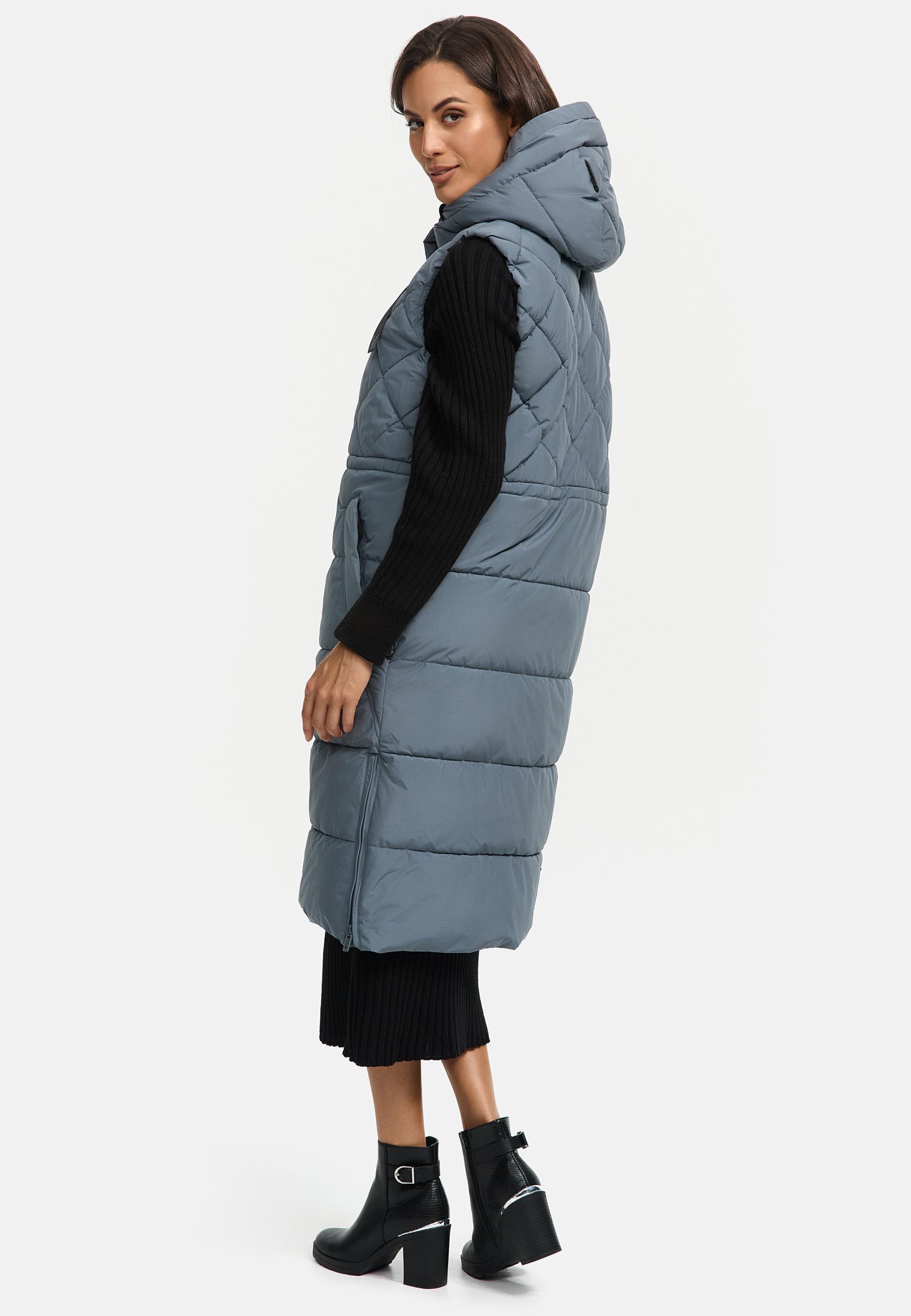 Lange gesteppte Outdoorweste "Narikaa 16" Stormy Blue