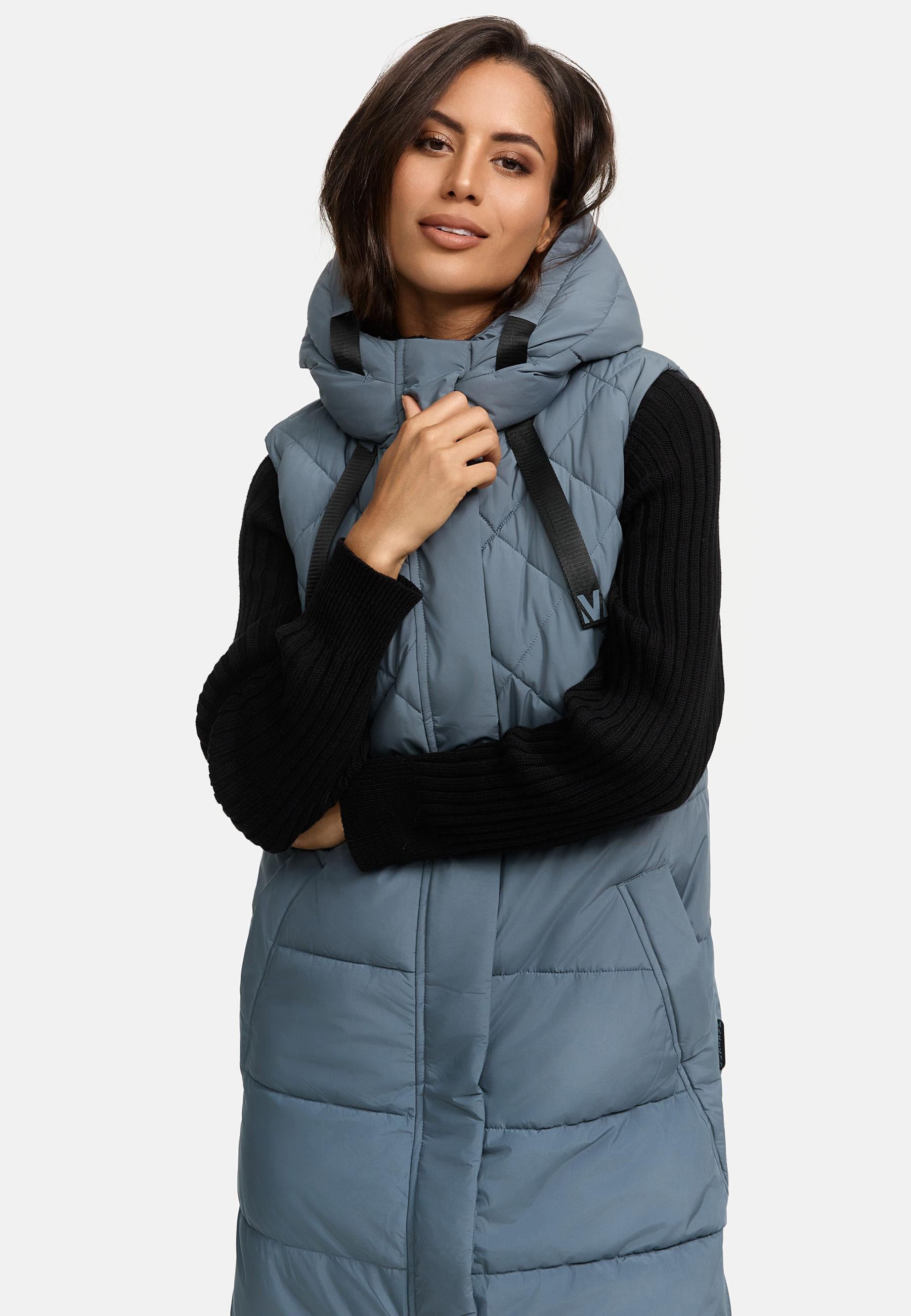 Lange gesteppte Outdoorweste "Narikaa 16" Stormy Blue