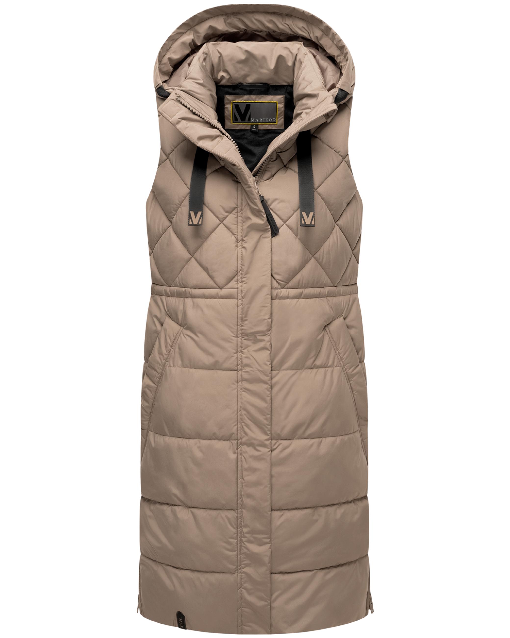 Lange gesteppte Outdoorweste "Narikaa 16" Taupe Grey