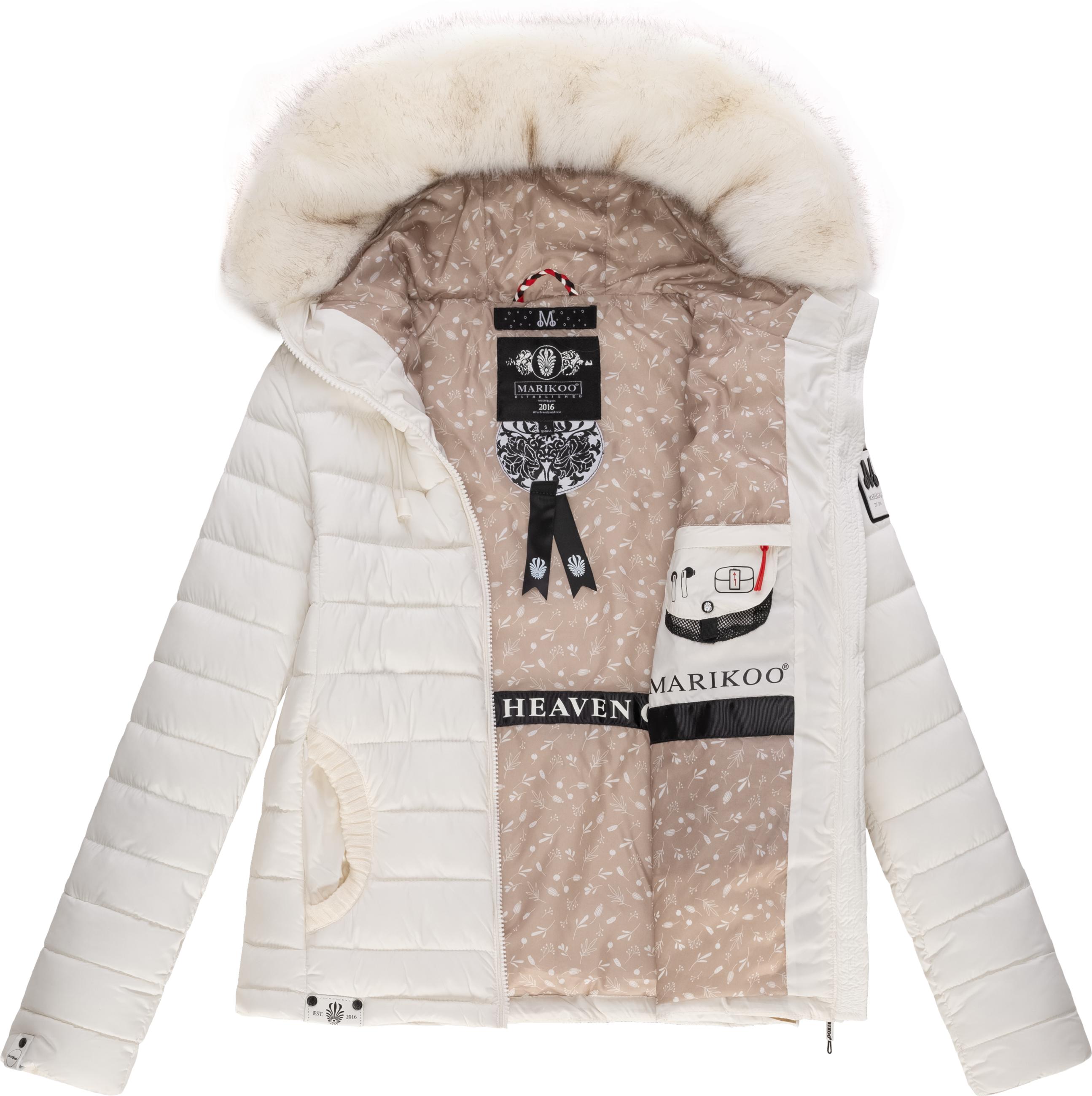 Leichte Steppjacke mit abnehmbarem Kunstfell "Nasriin" Offwhite