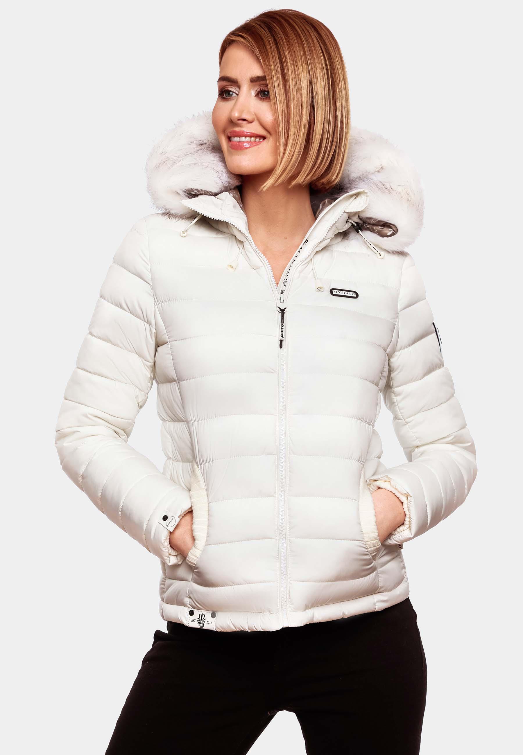 Leichte Steppjacke mit abnehmbarem Kunstfell "Nasriin" Offwhite