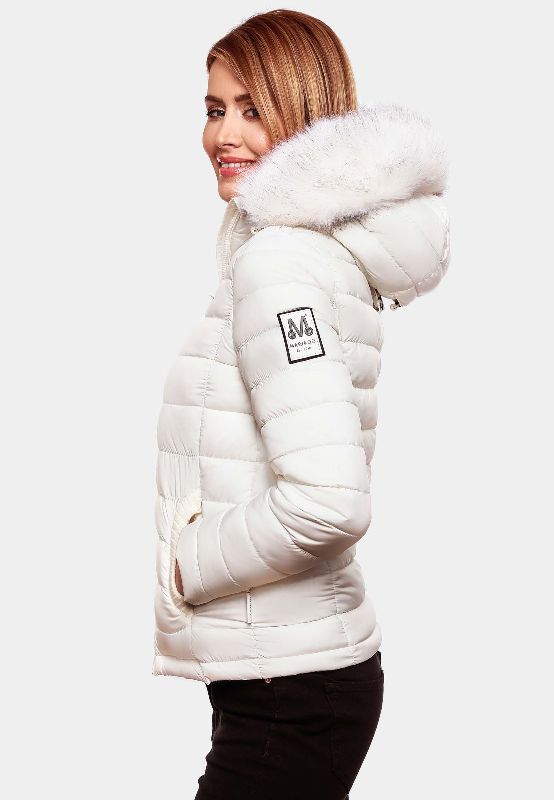 Leichte Steppjacke mit abnehmbarem Kunstfell "Nasriin" Offwhite