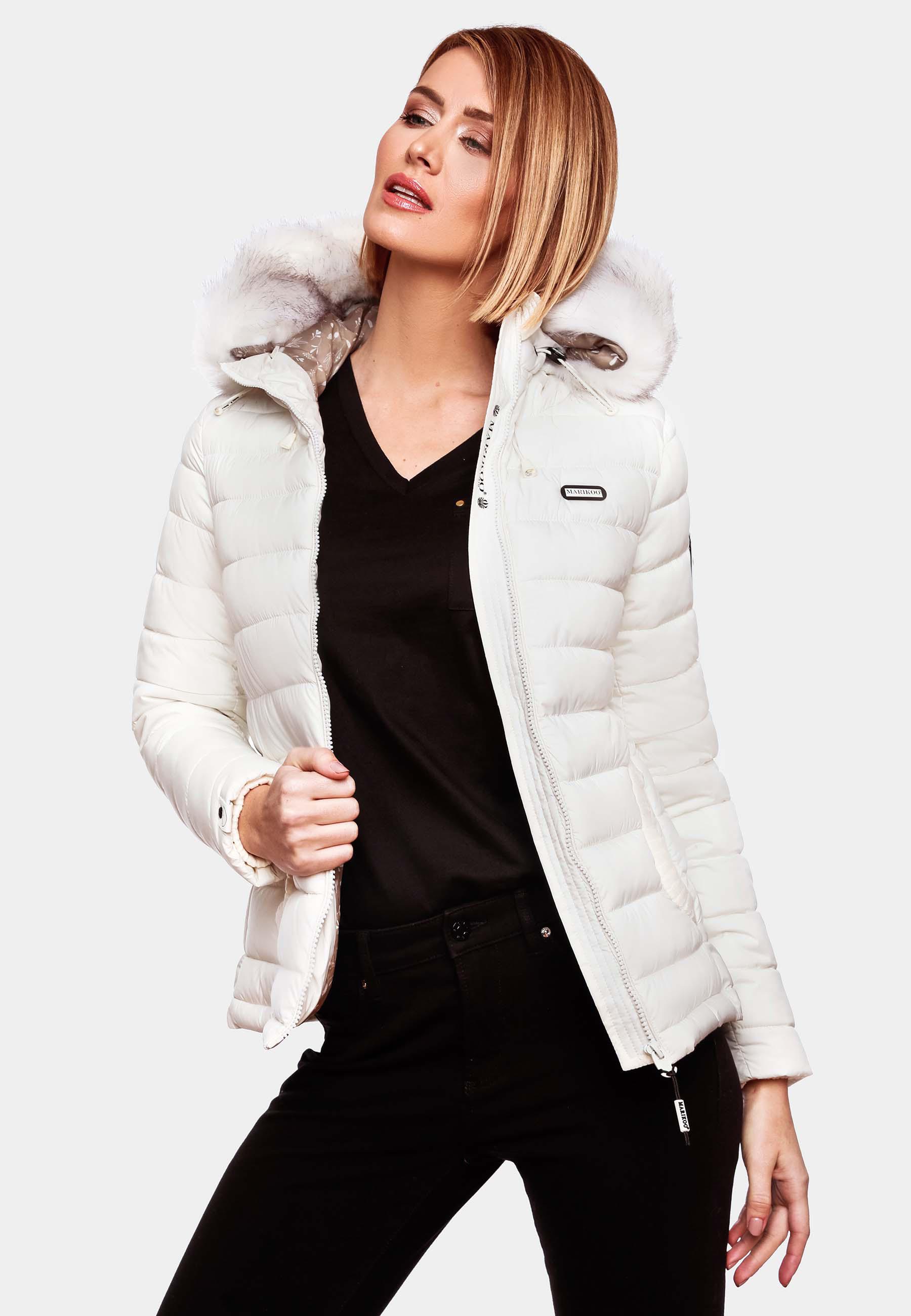 Leichte Steppjacke mit abnehmbarem Kunstfell "Nasriin" Offwhite
