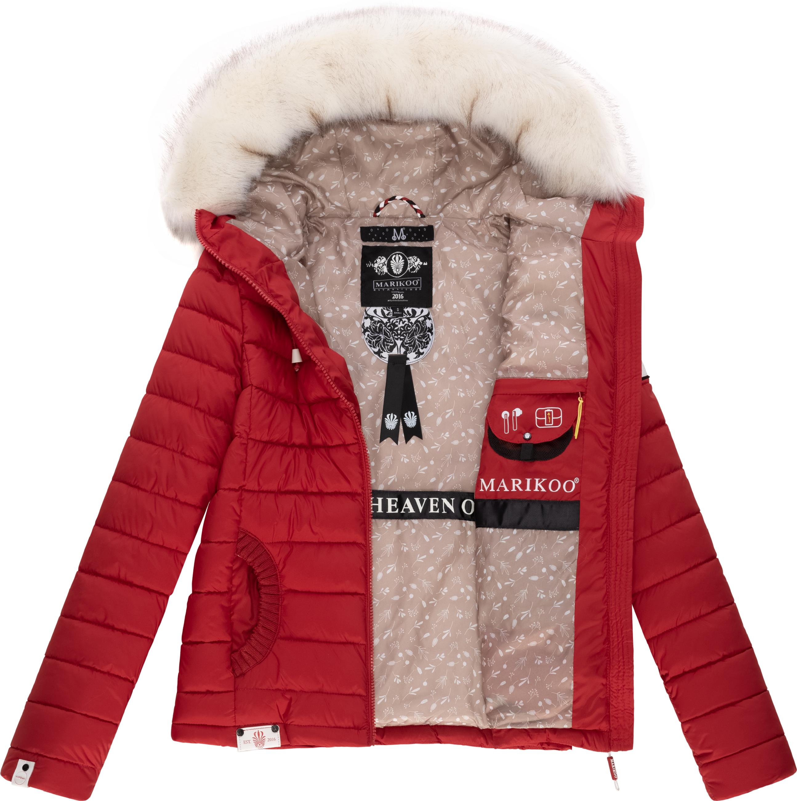 Leichte Steppjacke mit abnehmbarem Kunstfell "Nasriin" Red