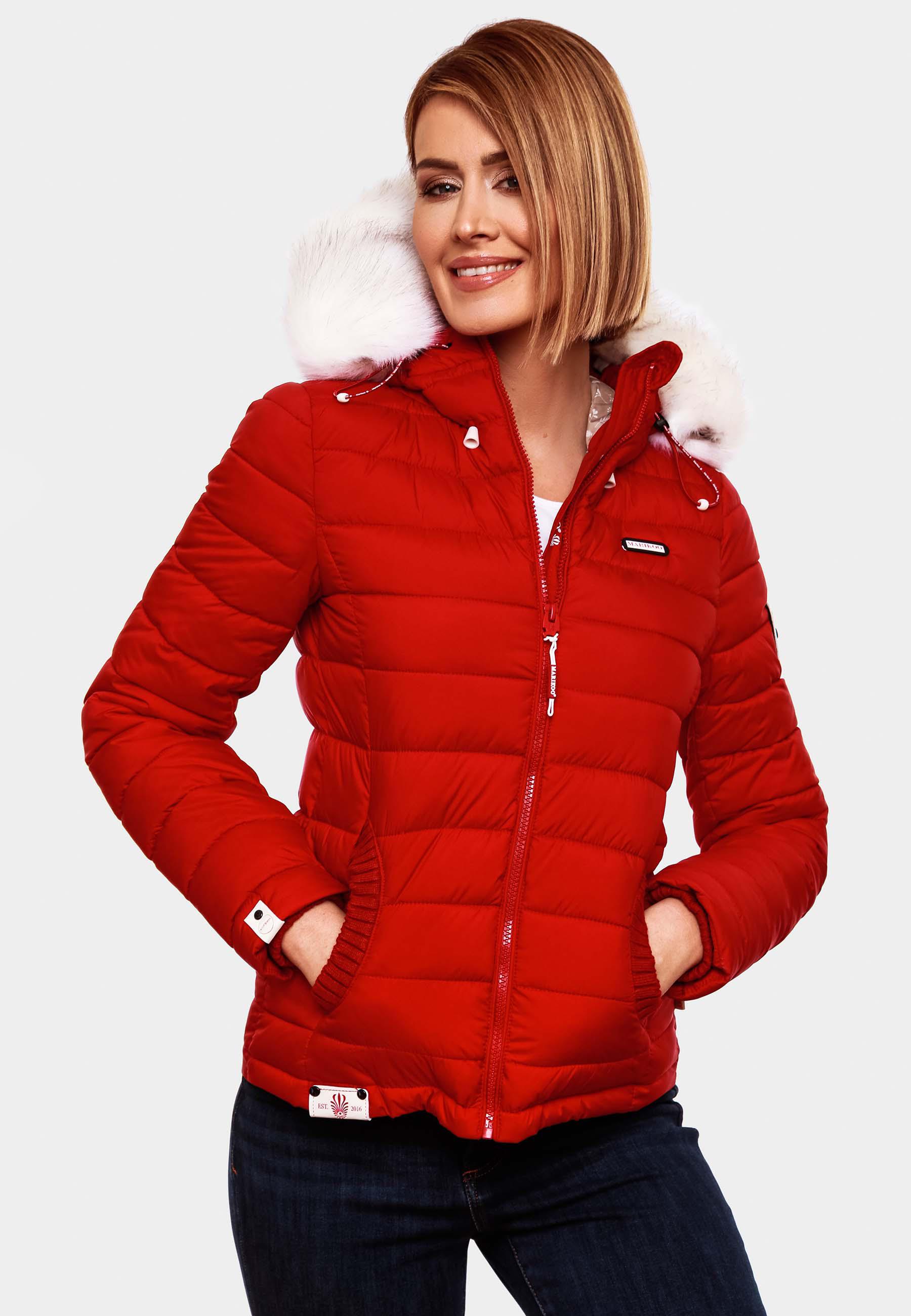 Leichte Steppjacke mit abnehmbarem Kunstfell "Nasriin" Red