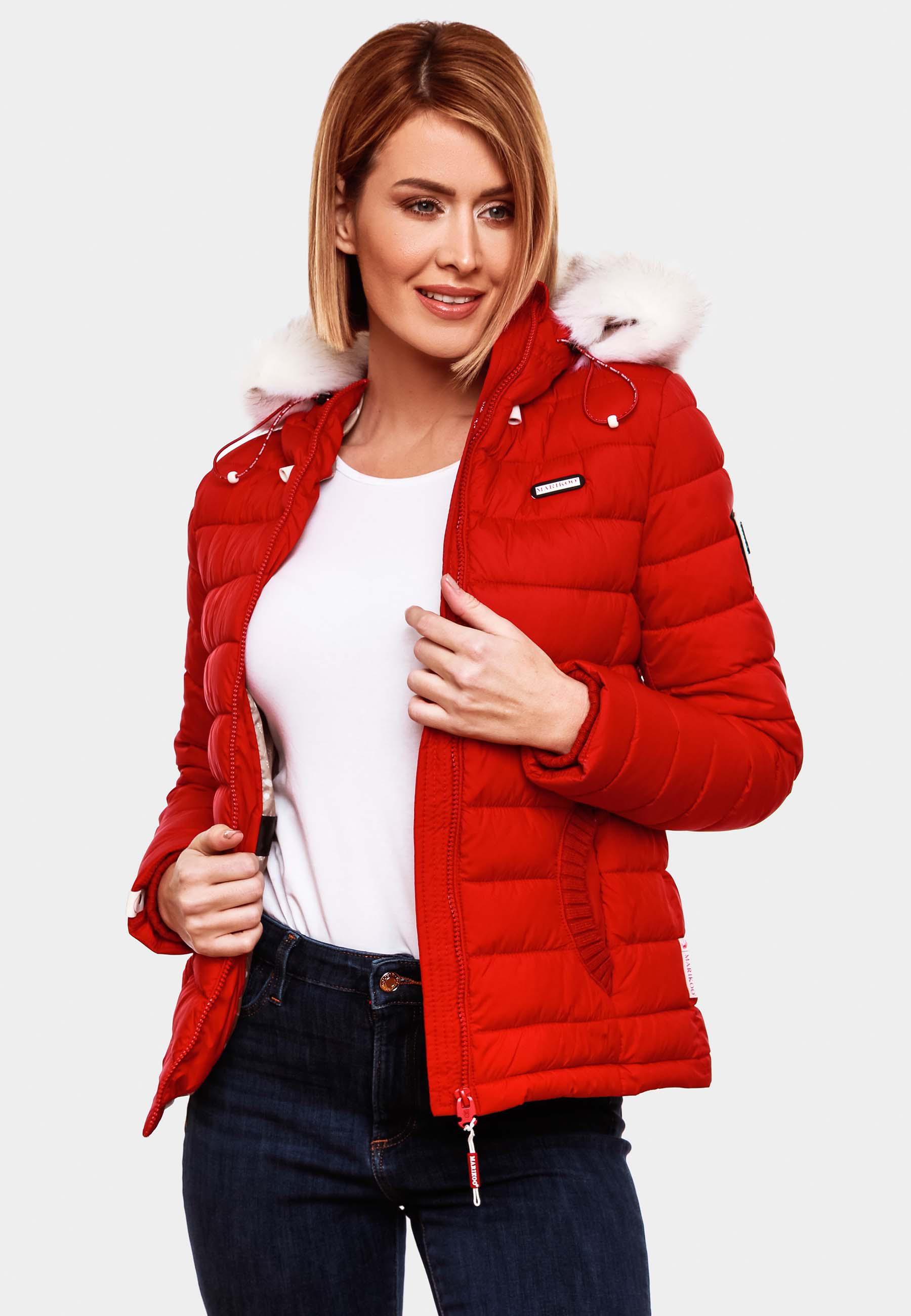 Leichte Steppjacke mit abnehmbarem Kunstfell "Nasriin" Red