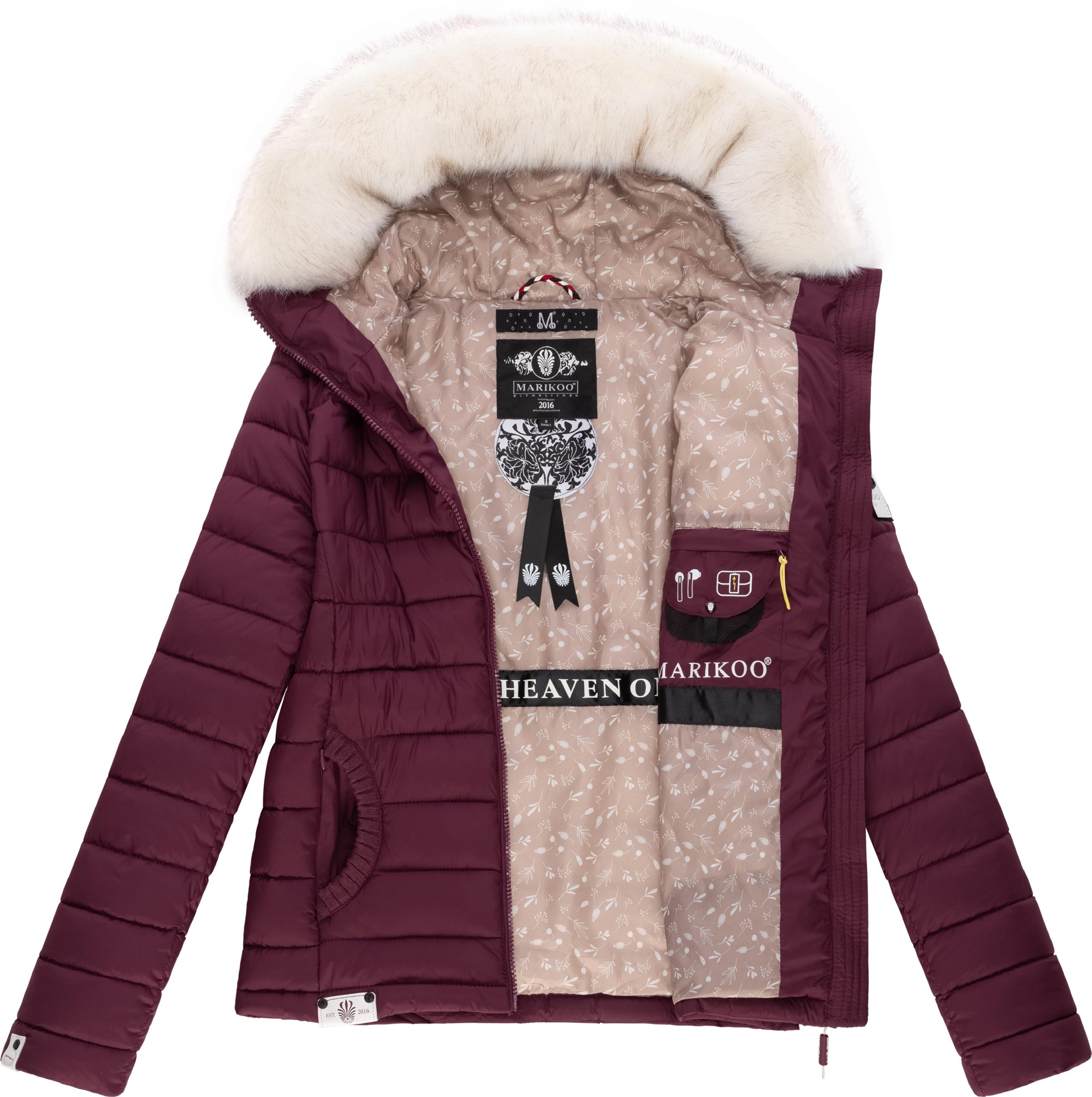 Leichte Steppjacke mit abnehmbarem Kunstfell "Nasriin" Wine