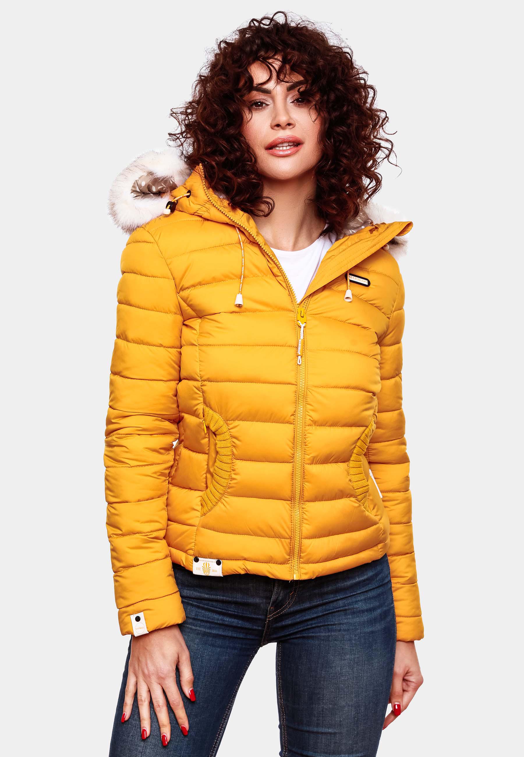 Leichte Steppjacke mit abnehmbarem Kunstfell "Nasriin" Yellow