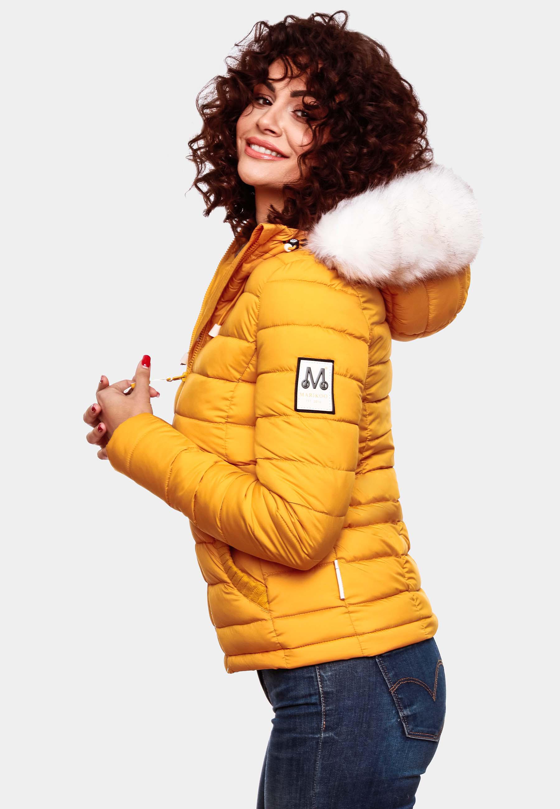 Leichte Steppjacke mit abnehmbarem Kunstfell "Nasriin" Yellow