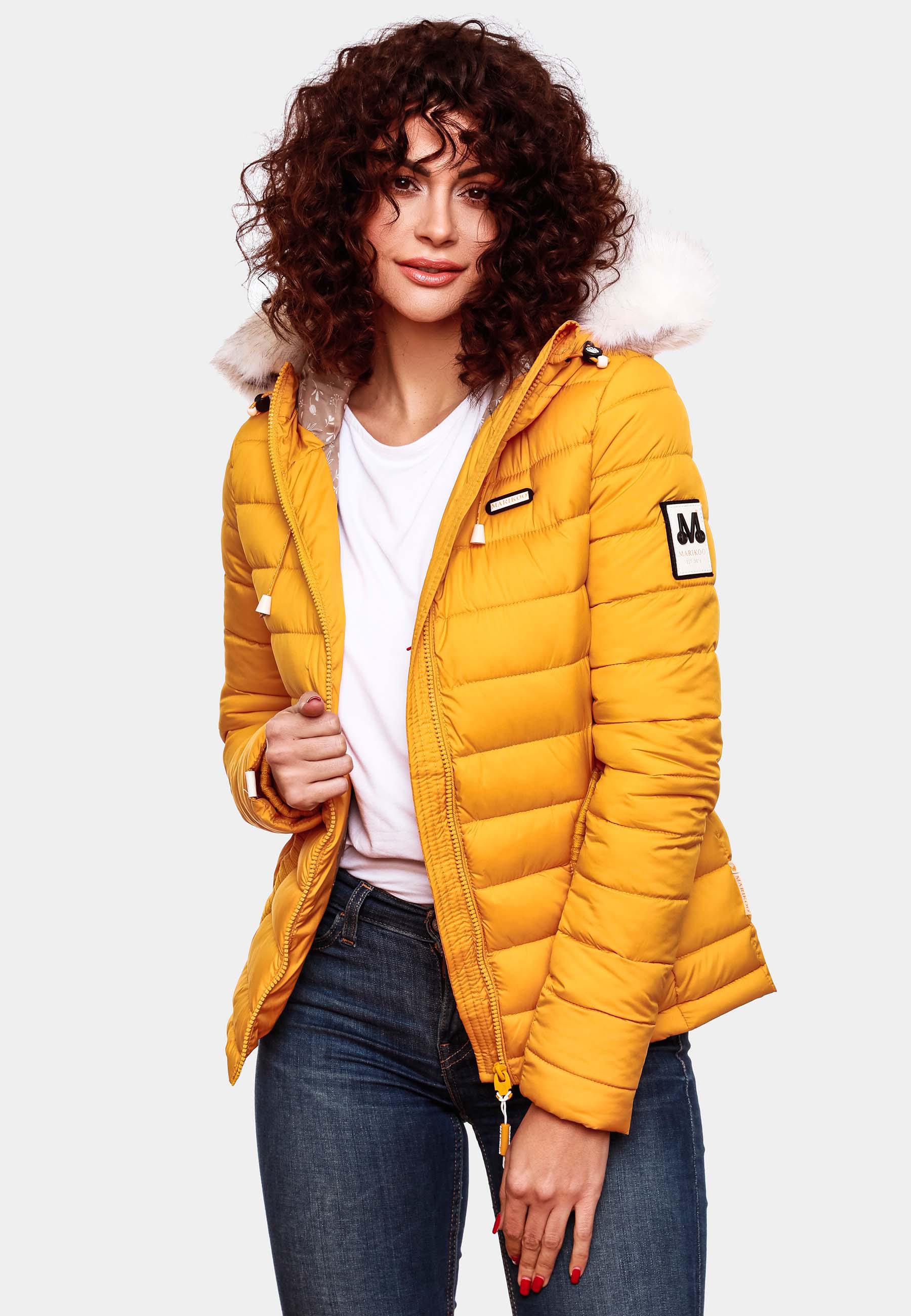 Leichte Steppjacke mit abnehmbarem Kunstfell "Nasriin" Yellow