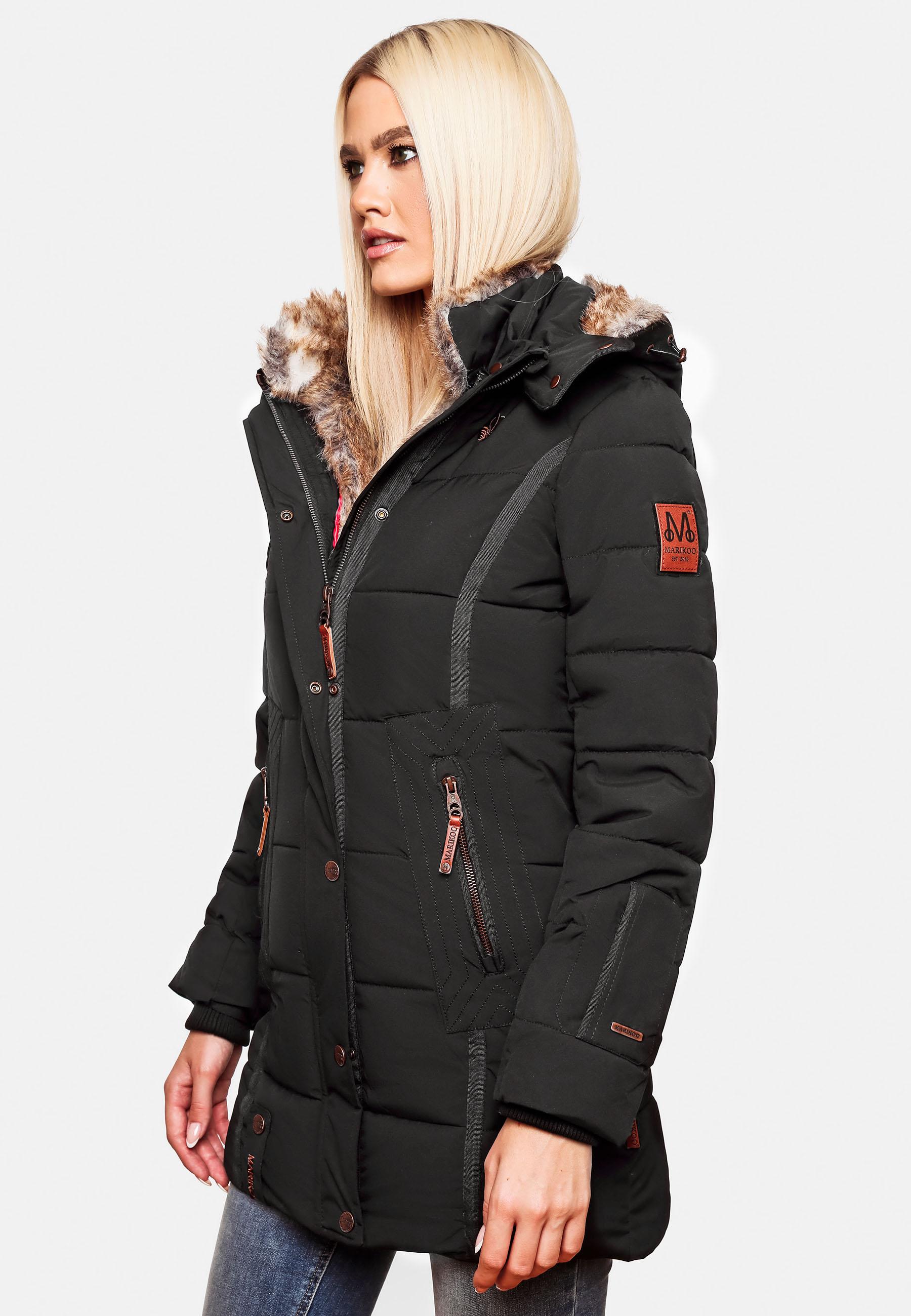 Winter Steppjacke mit Kapuze "Nekoo" Schwarz