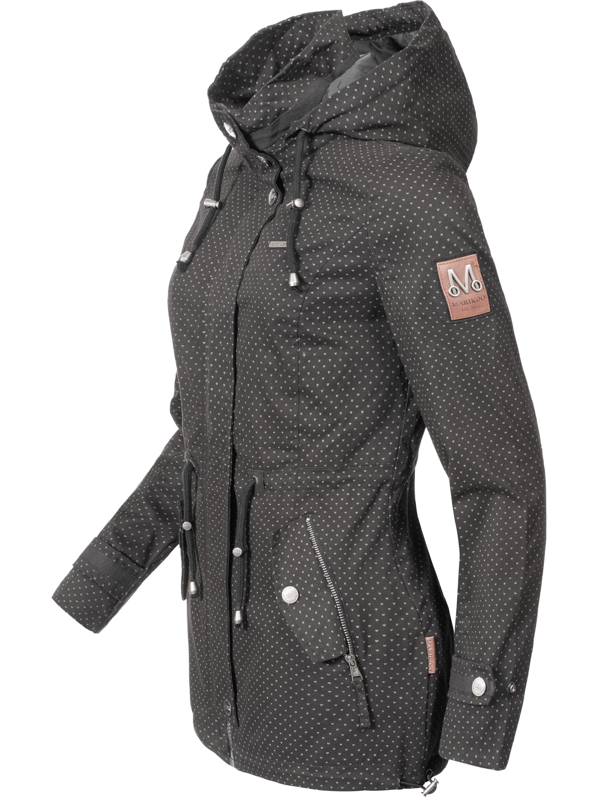 Leichter Baumwollparka mit Kapuze "Nyokoo" Schwarz Dots