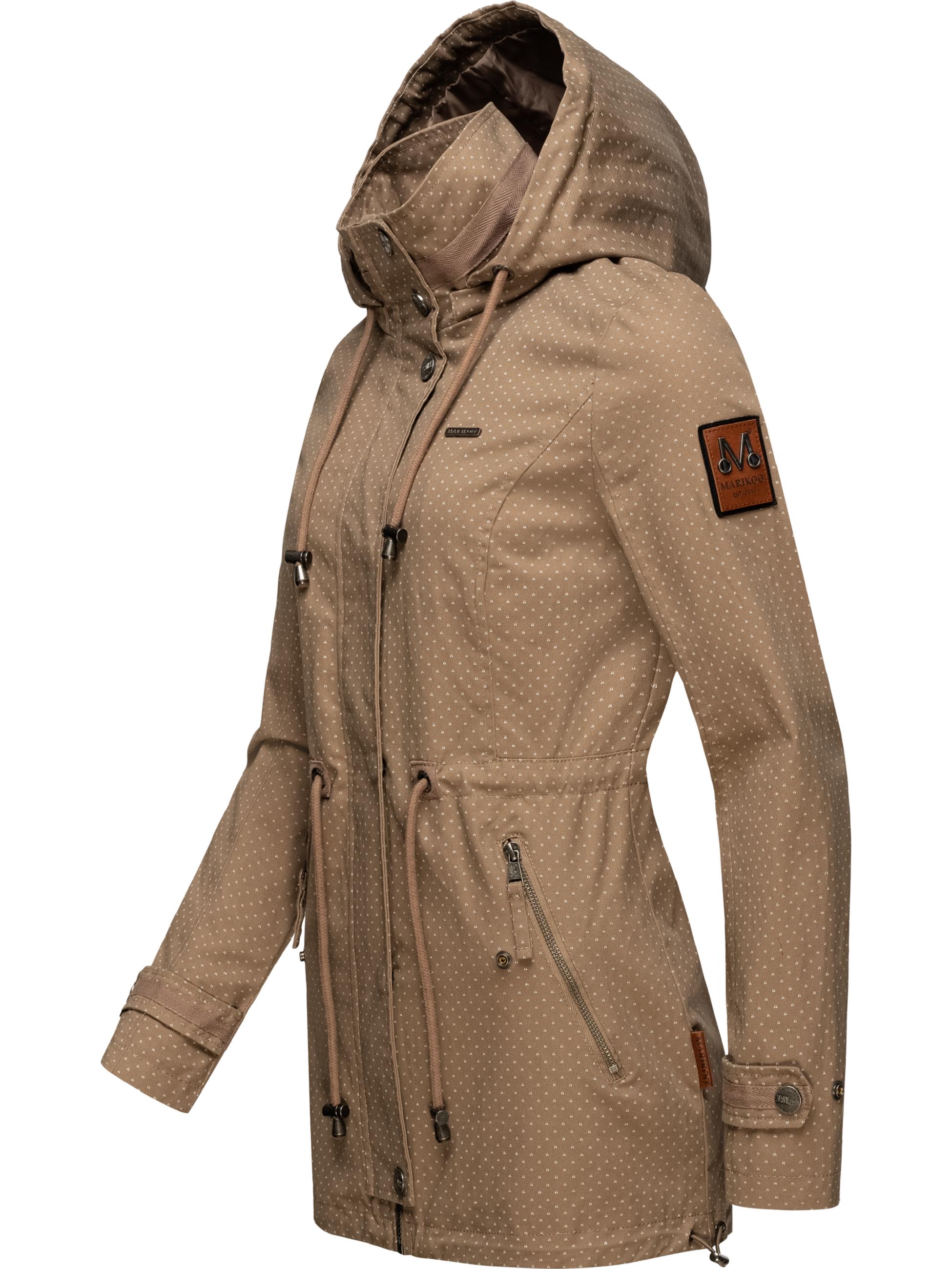 Leichter Baumwollparka mit Kapuze "Nyokoo" Taupe Dots