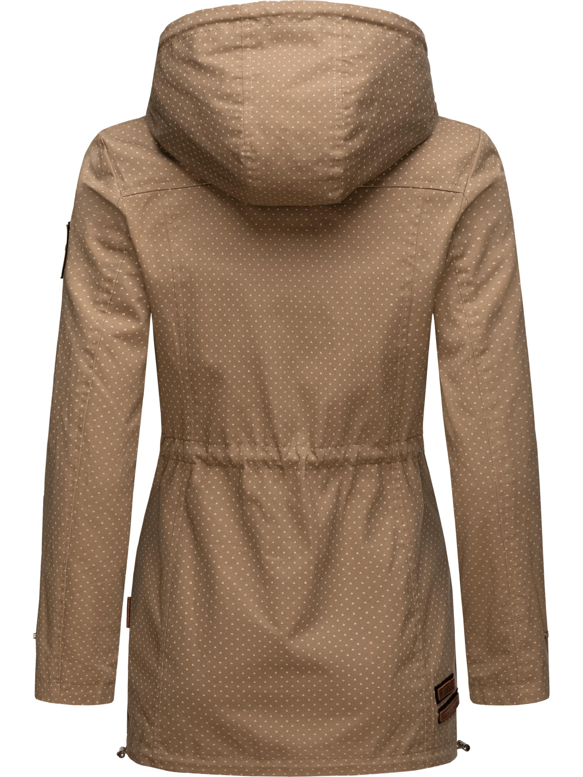 Leichter Baumwollparka mit Kapuze "Nyokoo" Taupe Dots