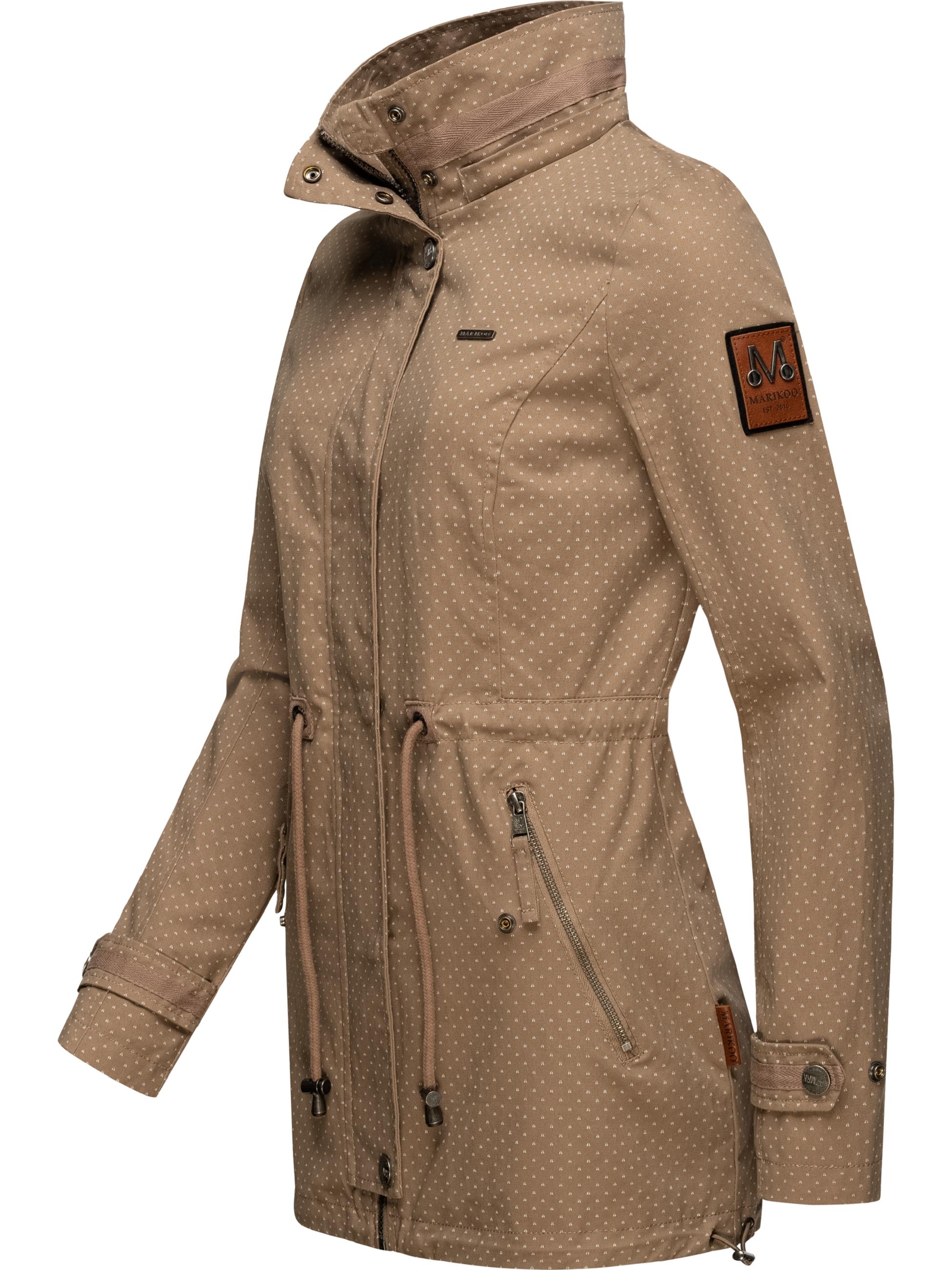 Leichter Baumwollparka mit Kapuze "Nyokoo" Taupe Dots