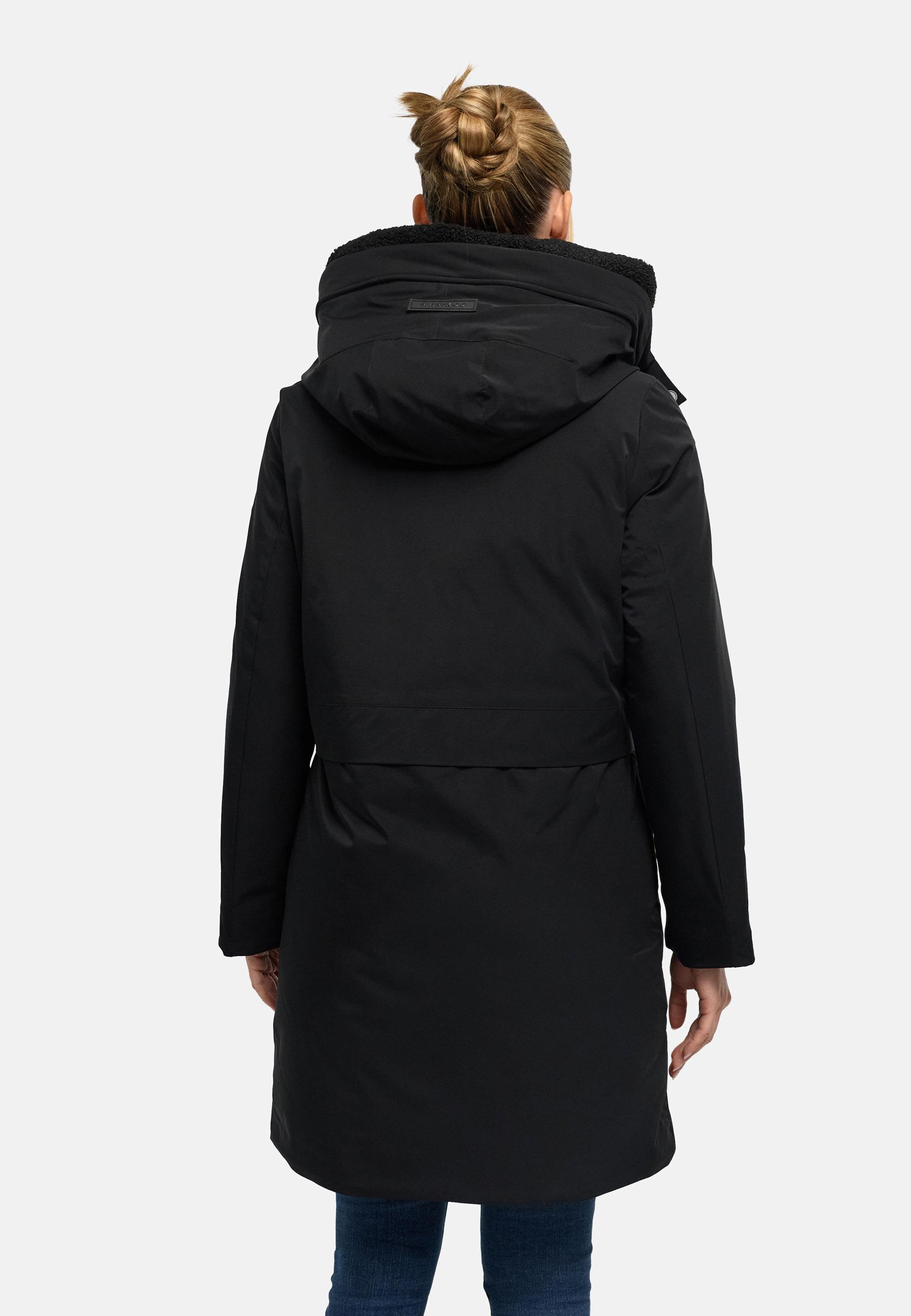 Warmer Damen Kurzmantel mit abnehmbarem Besatz "Pakaami 16" Black