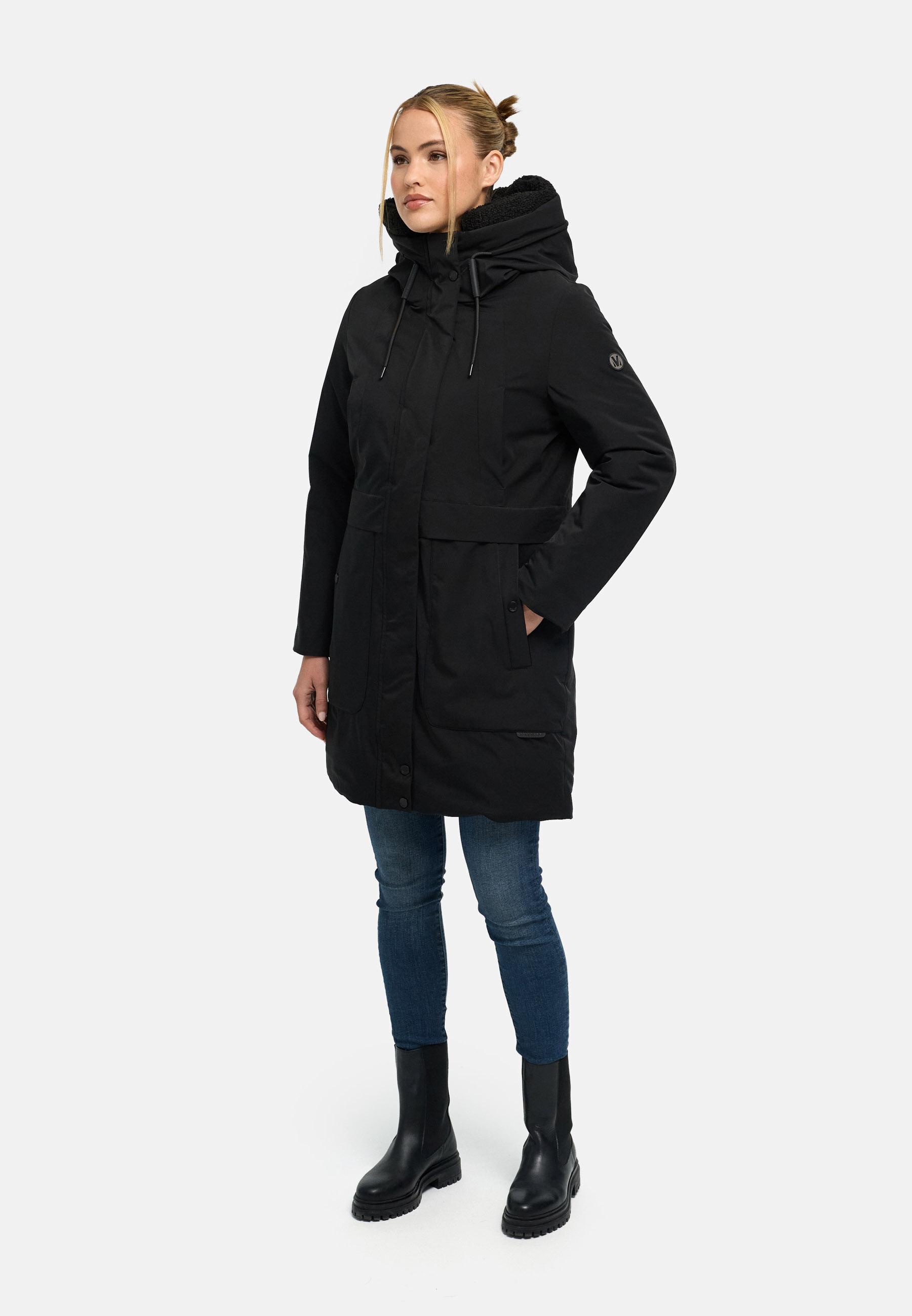 Warmer Damen Kurzmantel mit abnehmbarem Besatz "Pakaami 16" Black