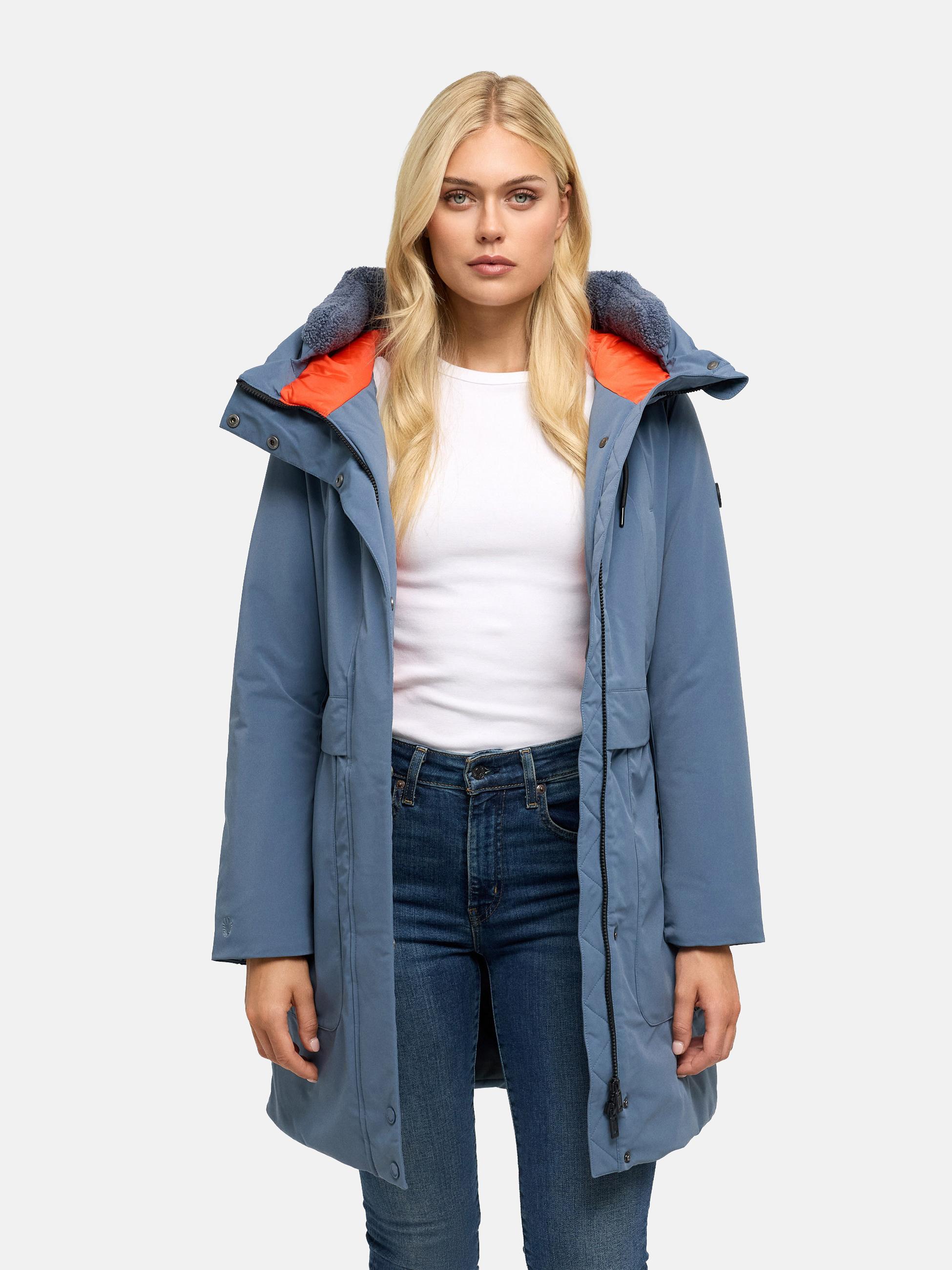 Warmer Damen Kurzmantel mit abnehmbarem Besatz "Pakaami 16" Dusty Blue