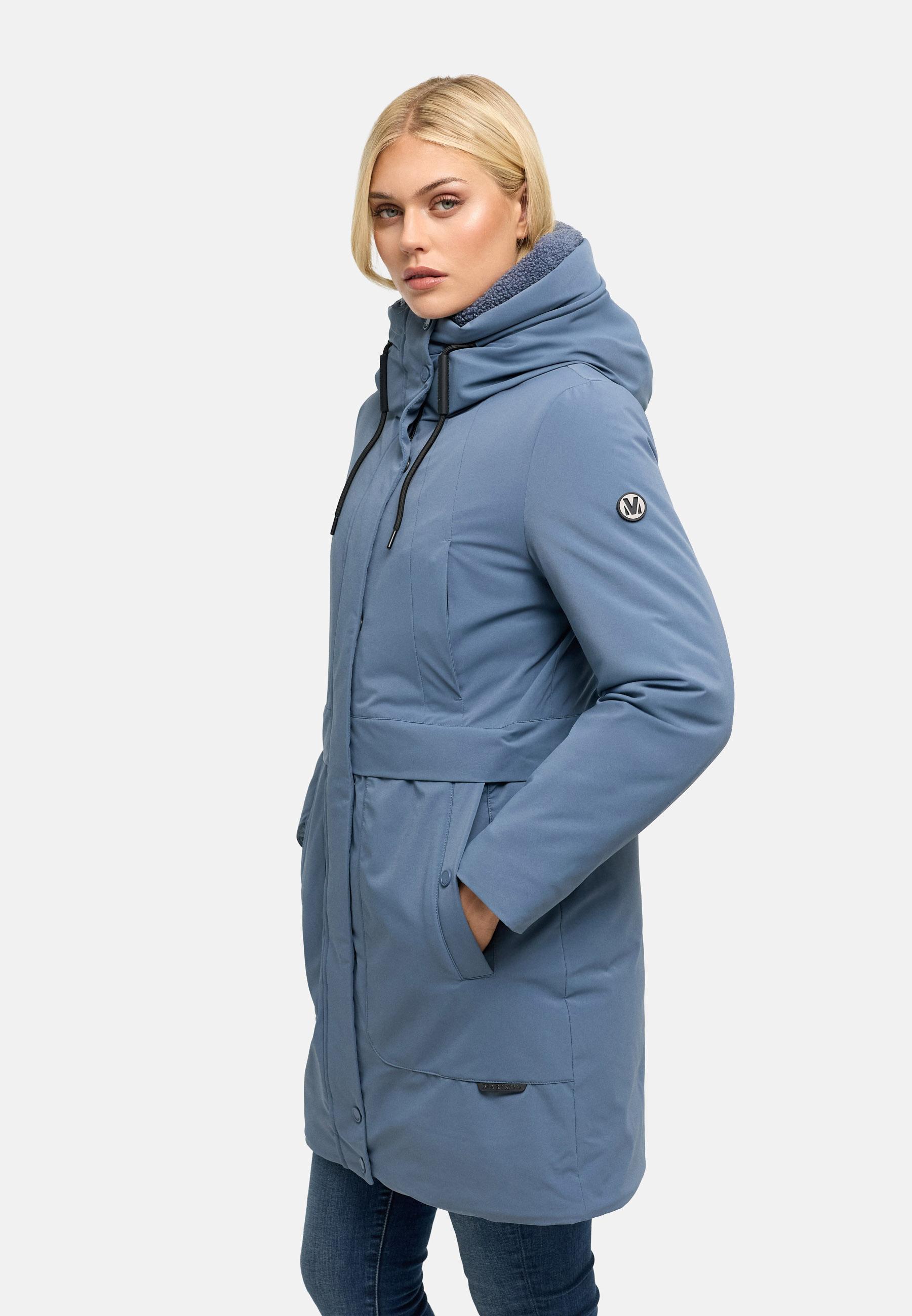 Warmer Damen Kurzmantel mit abnehmbarem Besatz "Pakaami 16" Dusty Blue