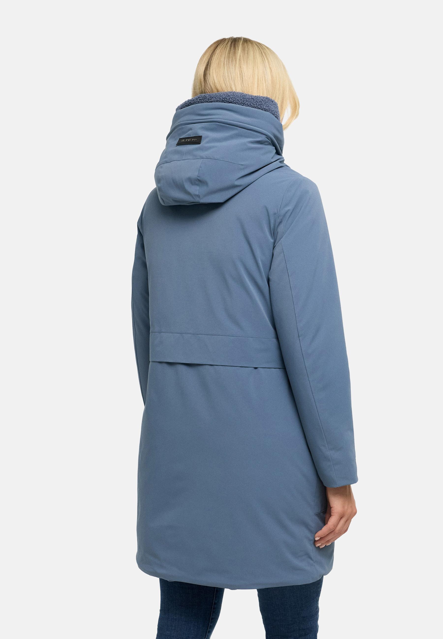 Warmer Damen Kurzmantel mit abnehmbarem Besatz "Pakaami 16" Dusty Blue
